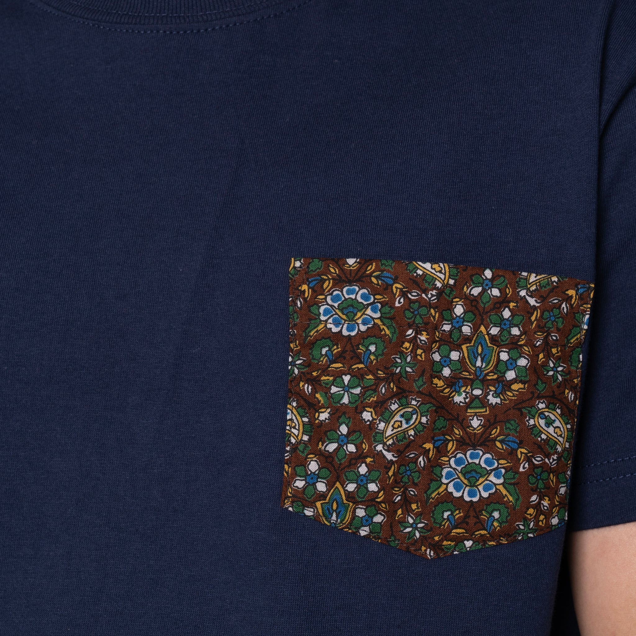 Pocket Tee - Navy + Bandana Cloth - Brown by Naked & Famous Denim