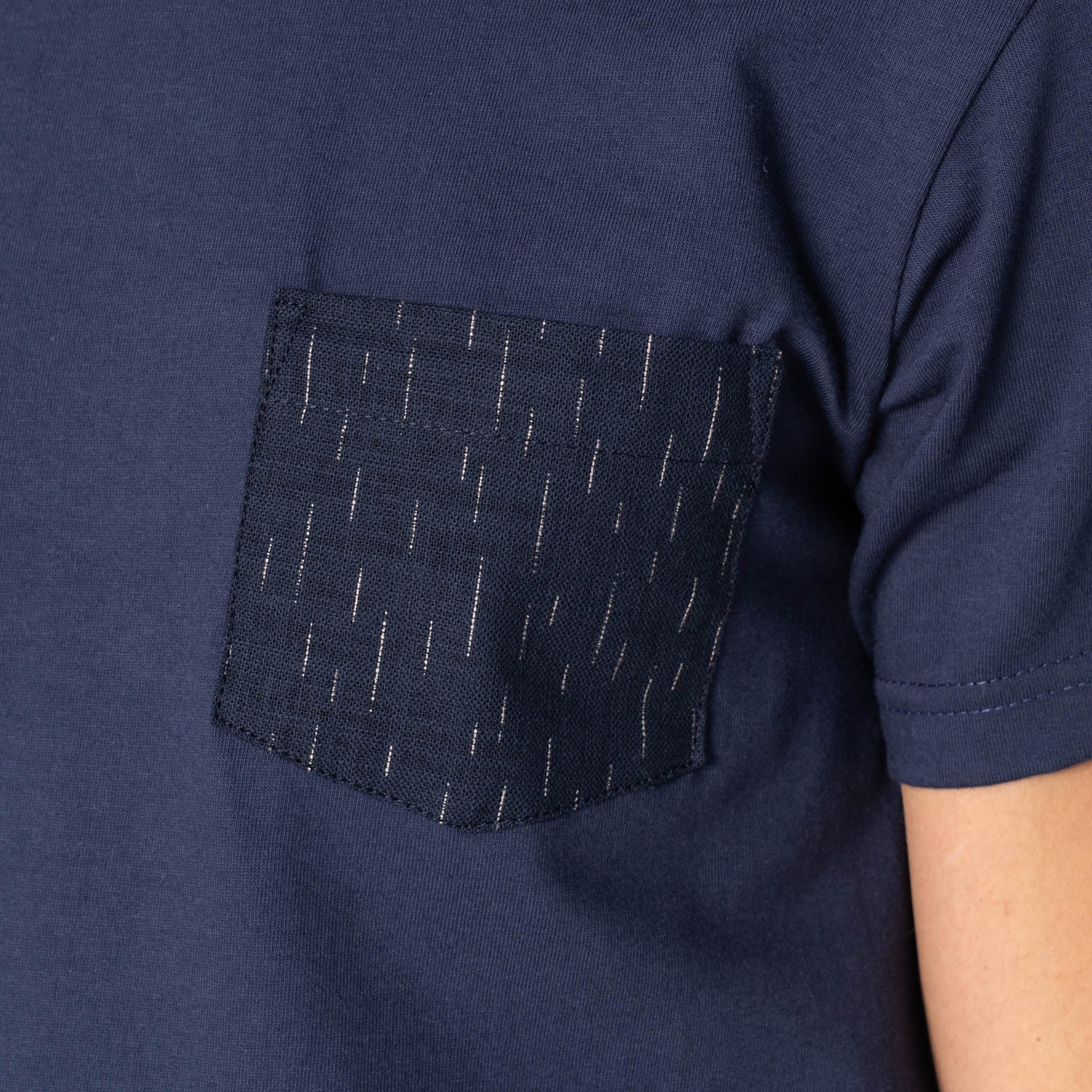 Pocket Tee - Navy - Kimono Print Rain by Naked & Famous Denim