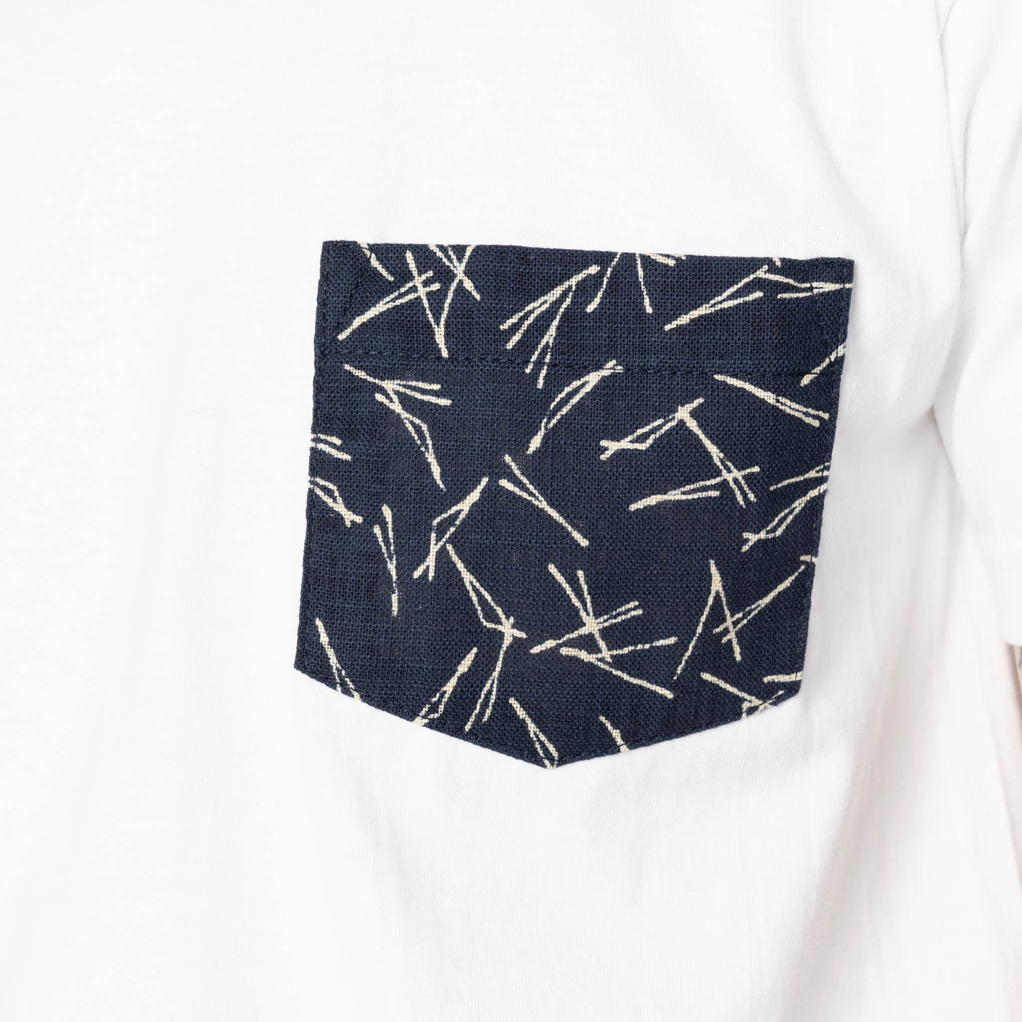Pocket Tee - White + Matsuba Pines Needle - Indigo by Naked & Famous Denim