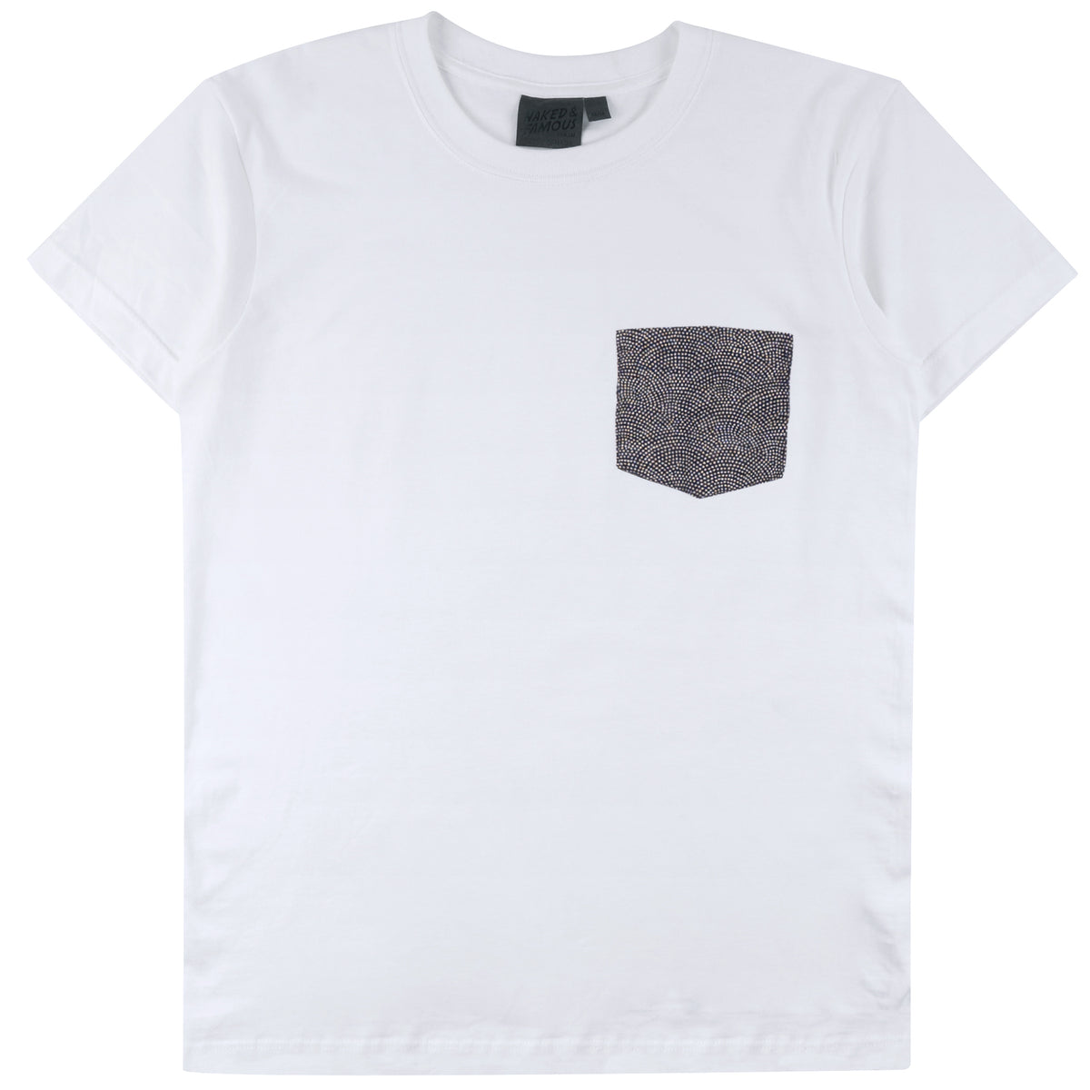Pocket Tee - White + Kimono Dots by Naked & Famous Denim