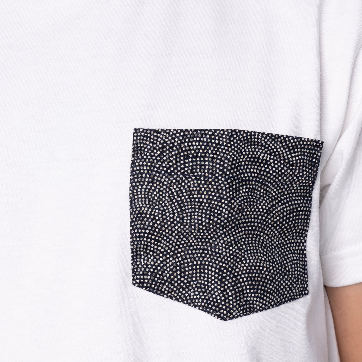 Pocket Tee - White + Kimono Dots by Naked & Famous Denim