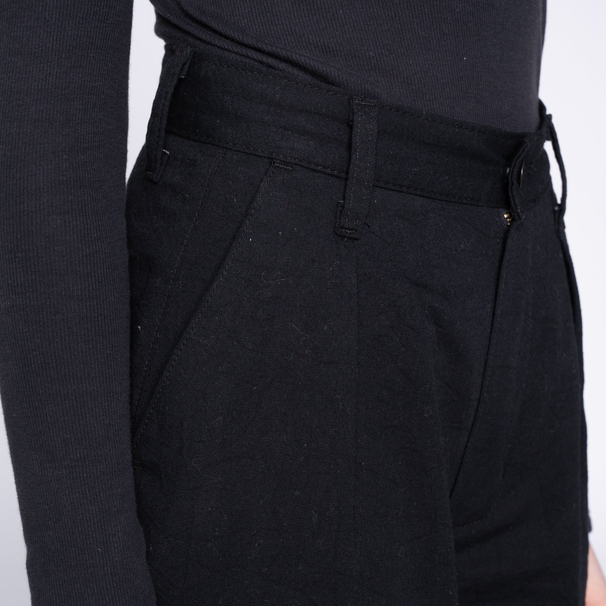 Wide Leg Trouser - Rinsed Oxford - Black by Naked & Famous Denim