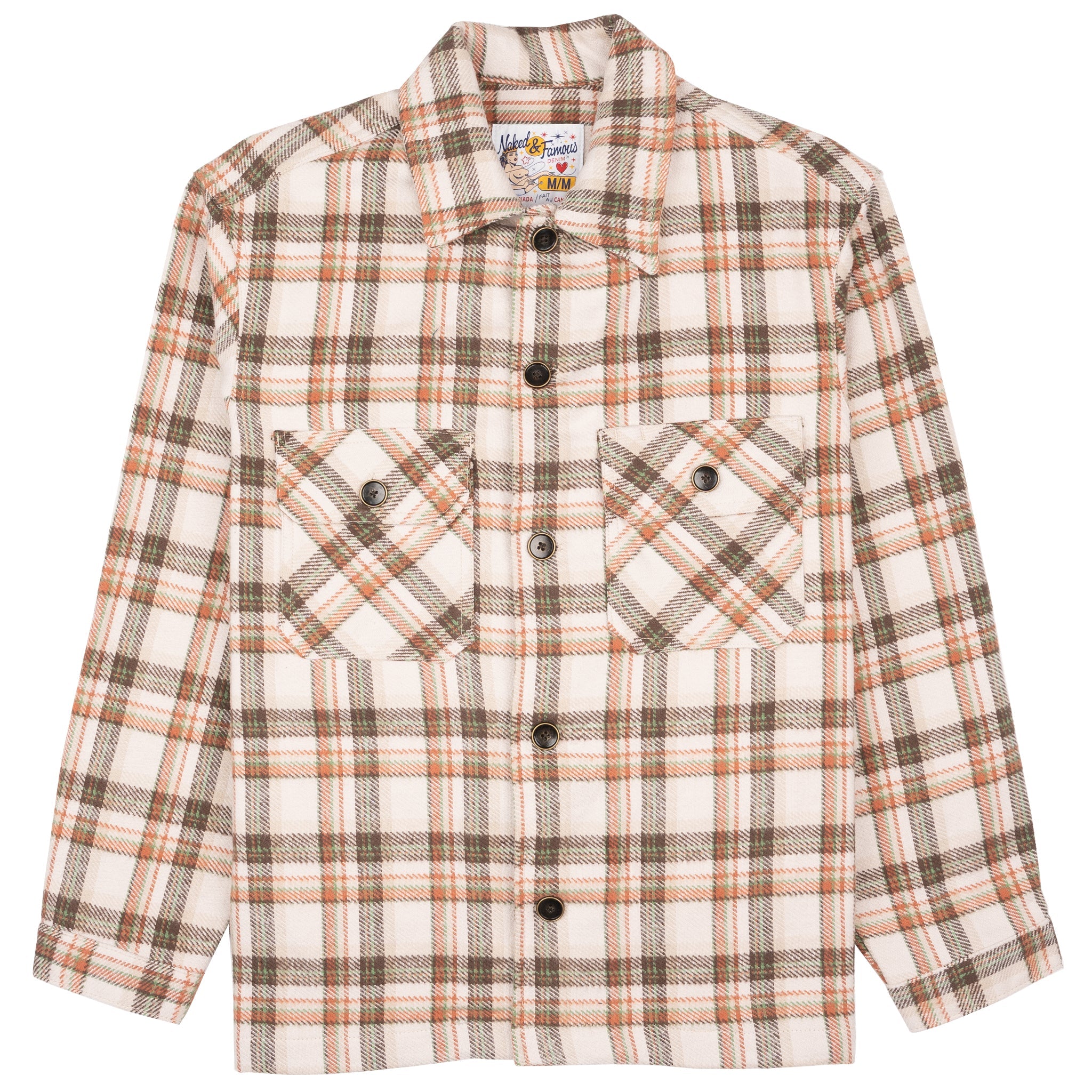 Over Shirt - Triple Yarn Twill Check Brush - Beige | Naked