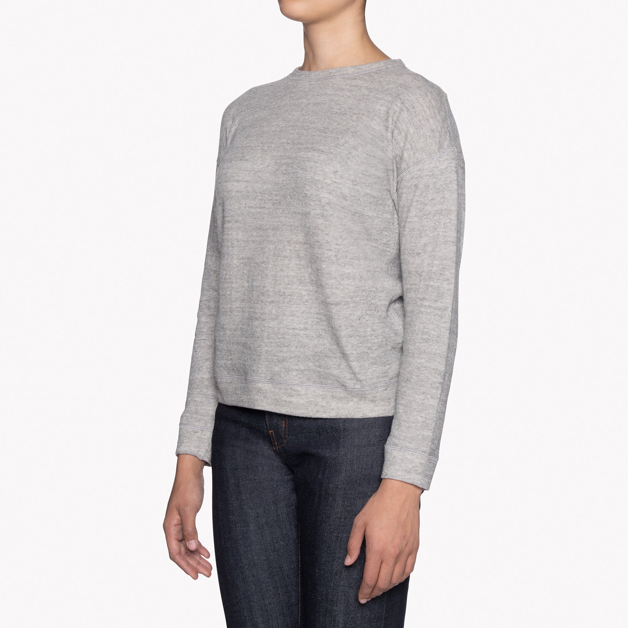 Women's - Weekend Crew - Vintage Doubleface - Grey | Naked & Famous Denim
