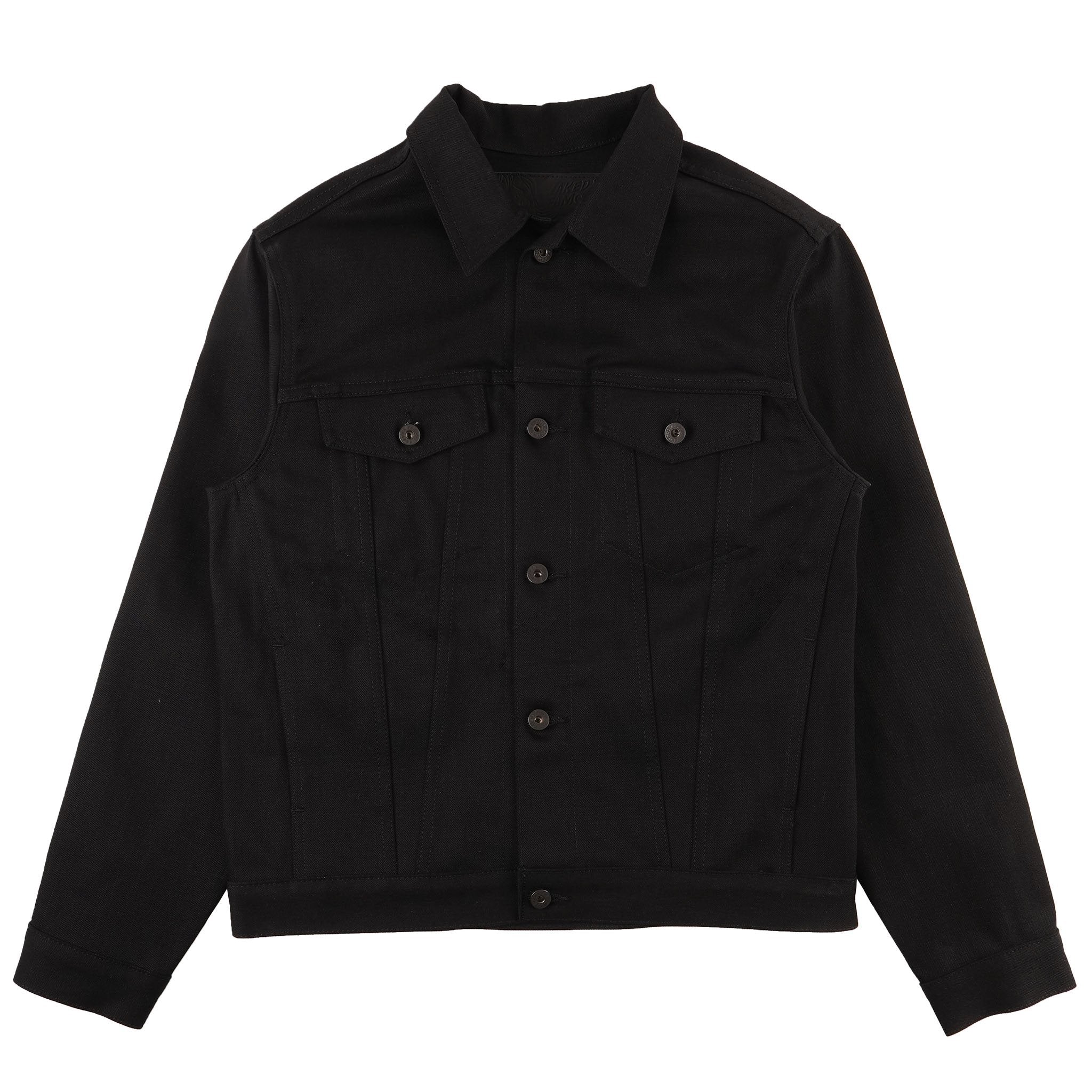 Stealth Pocket Denim Jacket - Solid Black Selvedge - front