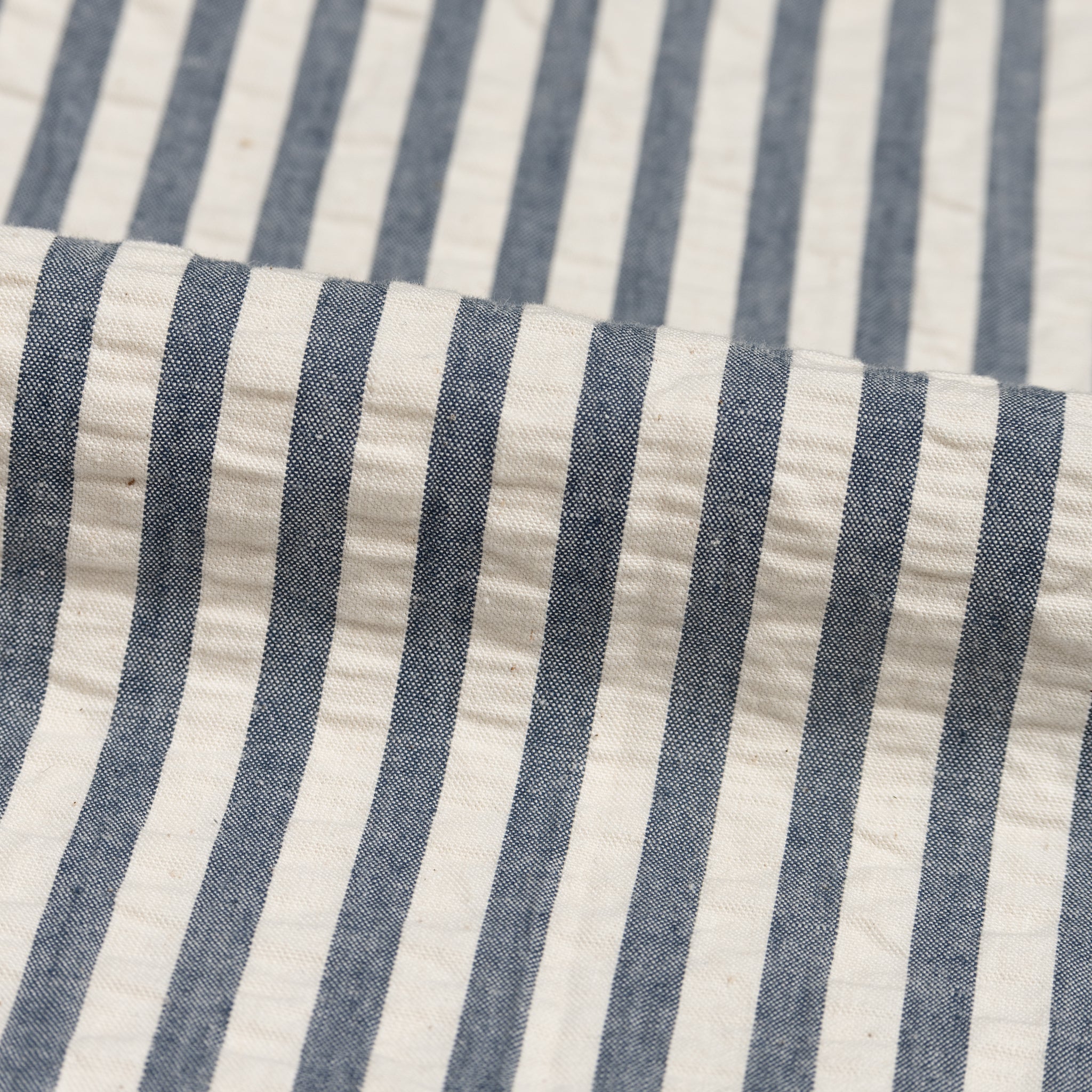 Wide Cuffed Short - Seersucker Stripe - Blue/Cream | Naked & Famous Denim