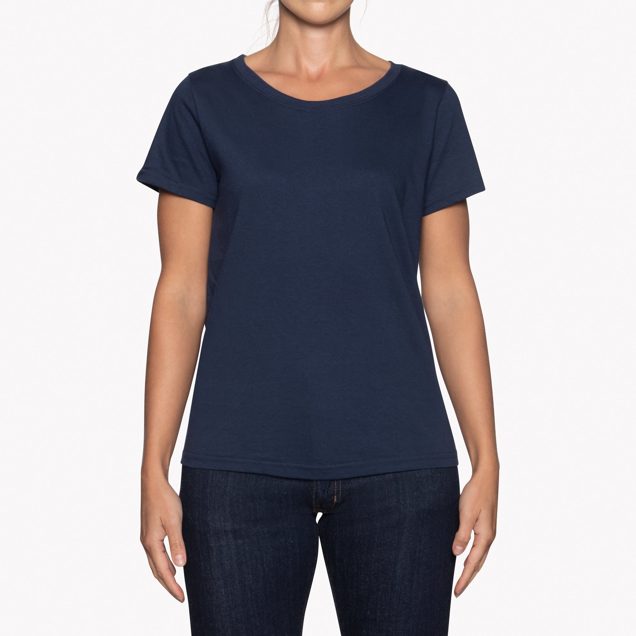 Women's - Circular Knit Ballet Tee - Ring-Spun Cotton - Navy | Naked & Famous Denim