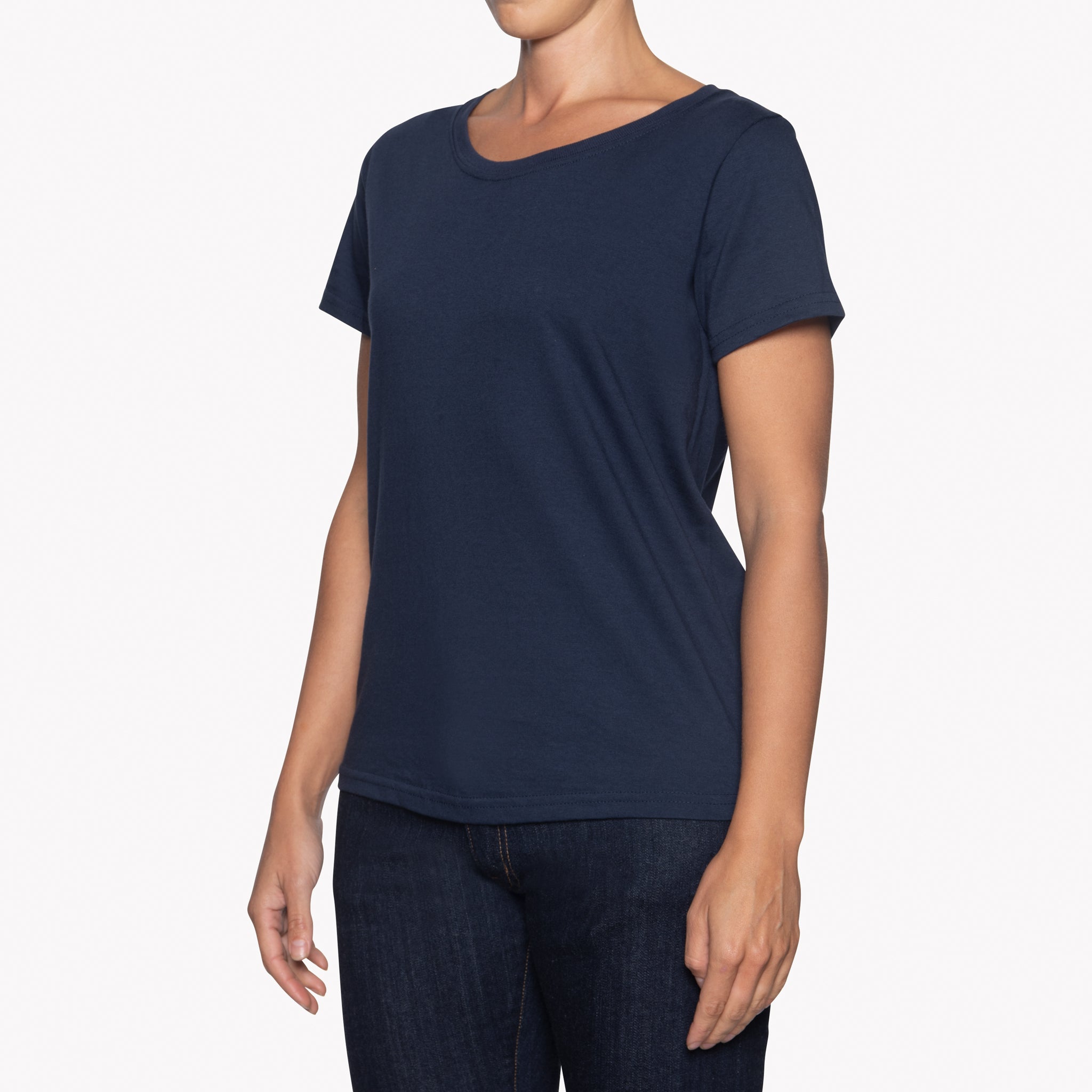 Women's - Circular Knit Ballet Tee - Ring-Spun Cotton - Navy | Naked & Famous Denim