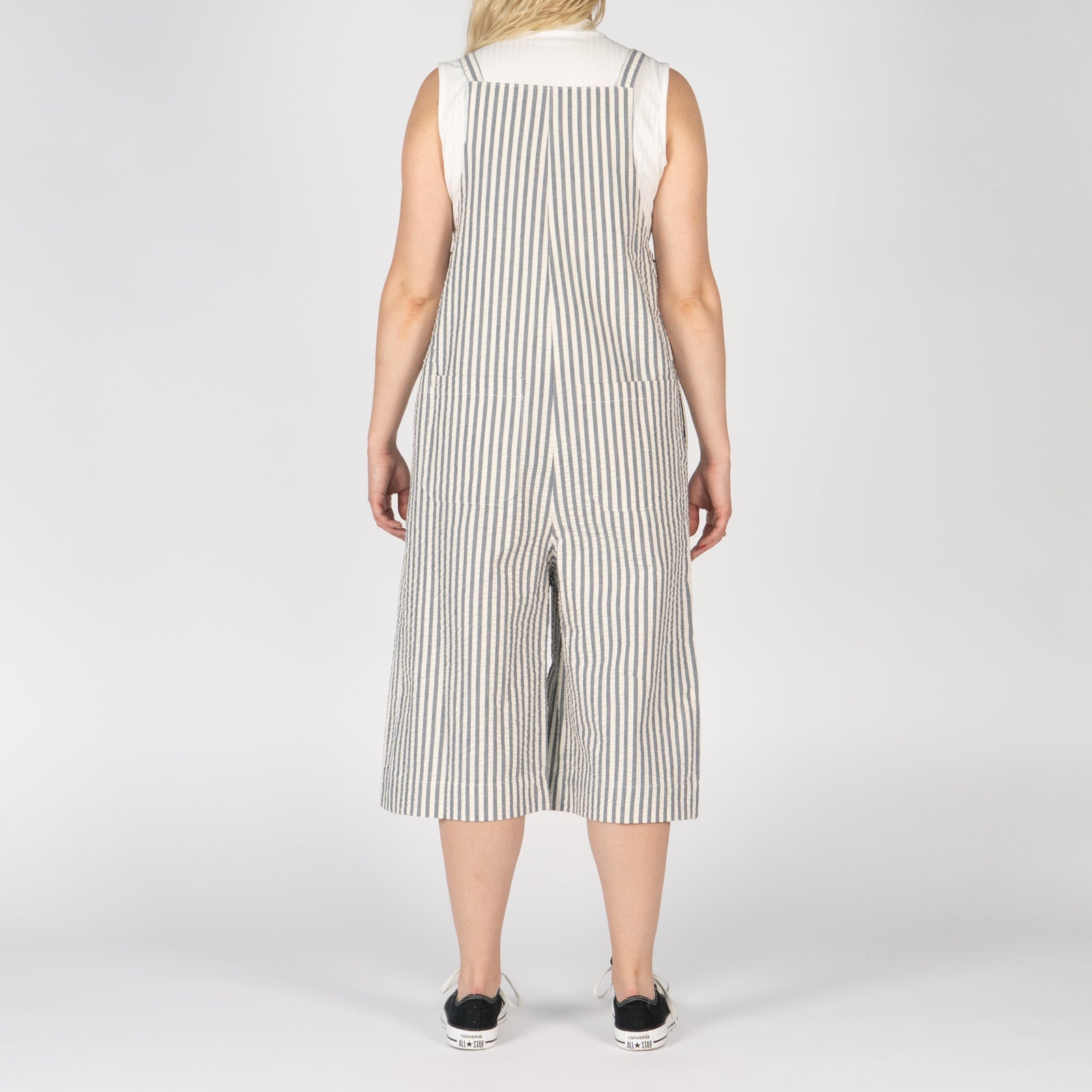 Romper - Seersucker Stripe - Blue/Cream