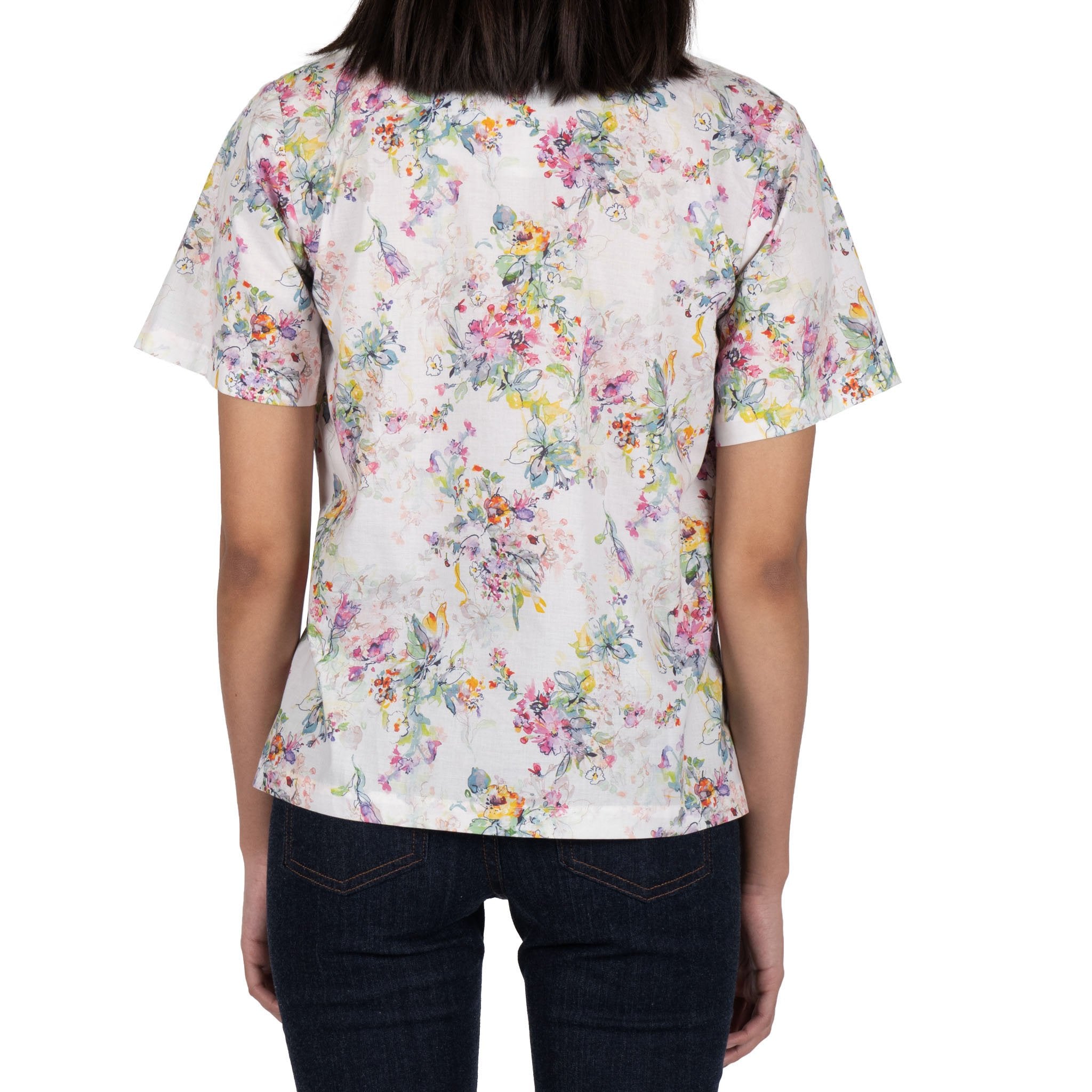 Collar Camp Shirt - Flower Painting - White