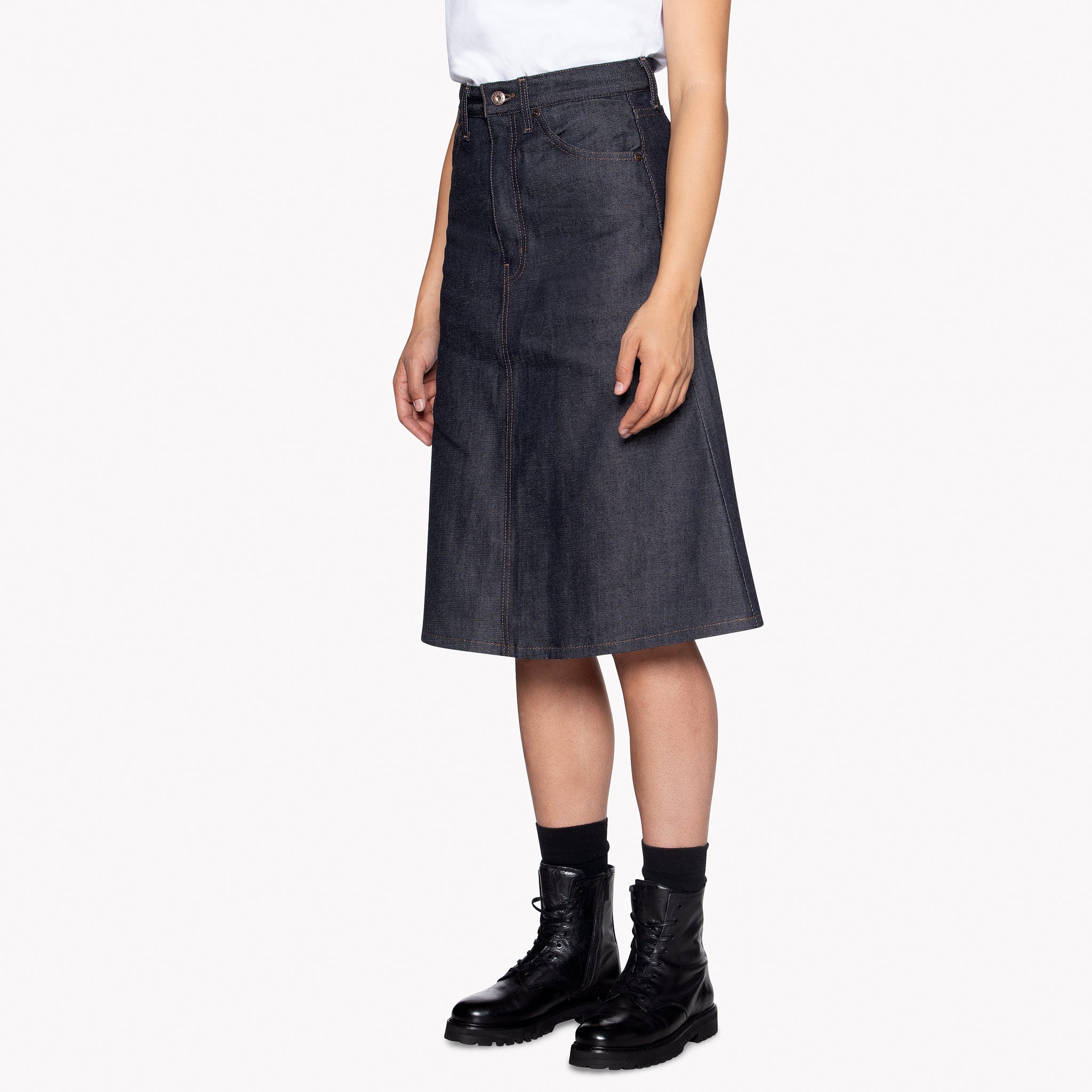 Women's - Denim Skirt - Dark Indigo | Naked & Famous Denim