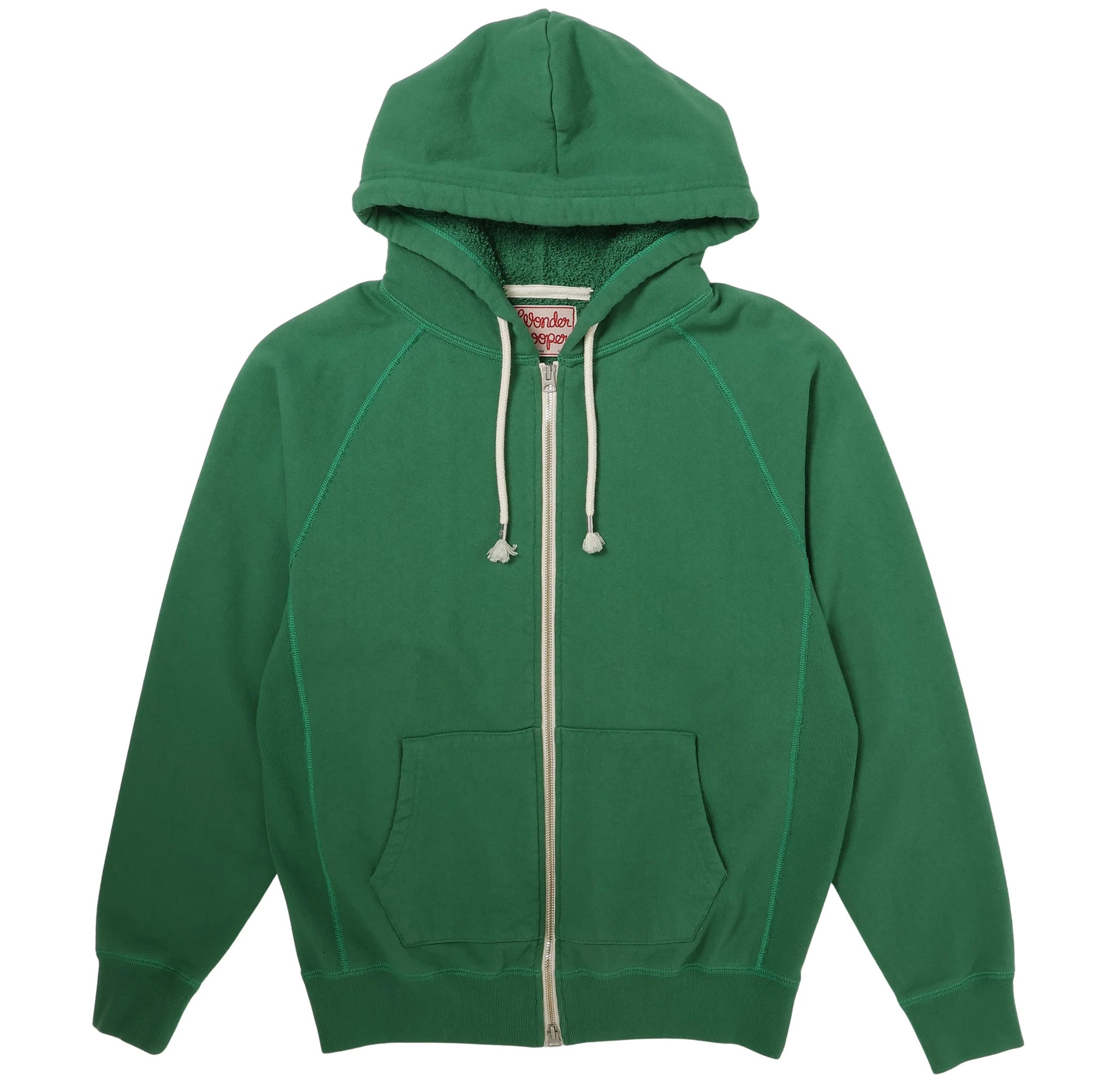 LOOPWHEELER グリーン フルジップパーカー Lサイズ ダブルジップ 緑 Zip Hoodie - Super Looper French Terry - Varsity Green