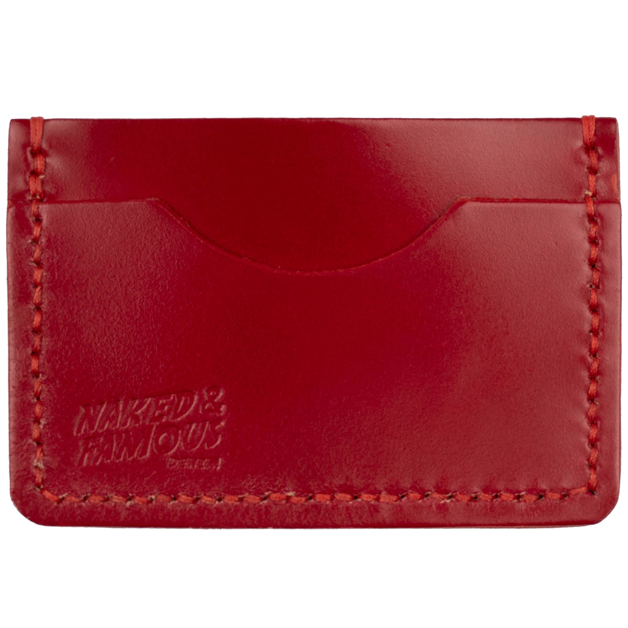 Card Case - Shinki Cordovan Leather - Cherry Red by Naked & Famous Denim