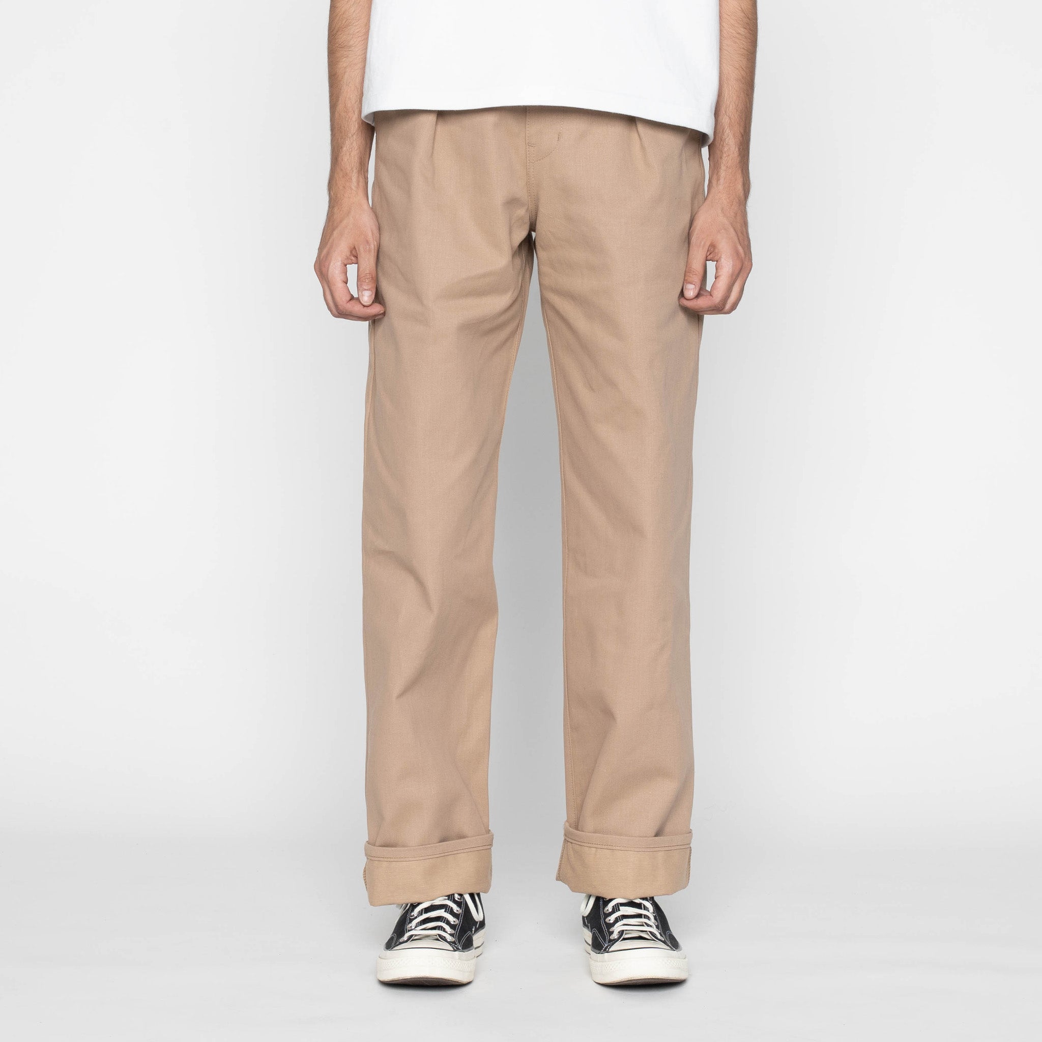 Pleated Trouser - Selvedge Slacks Beige