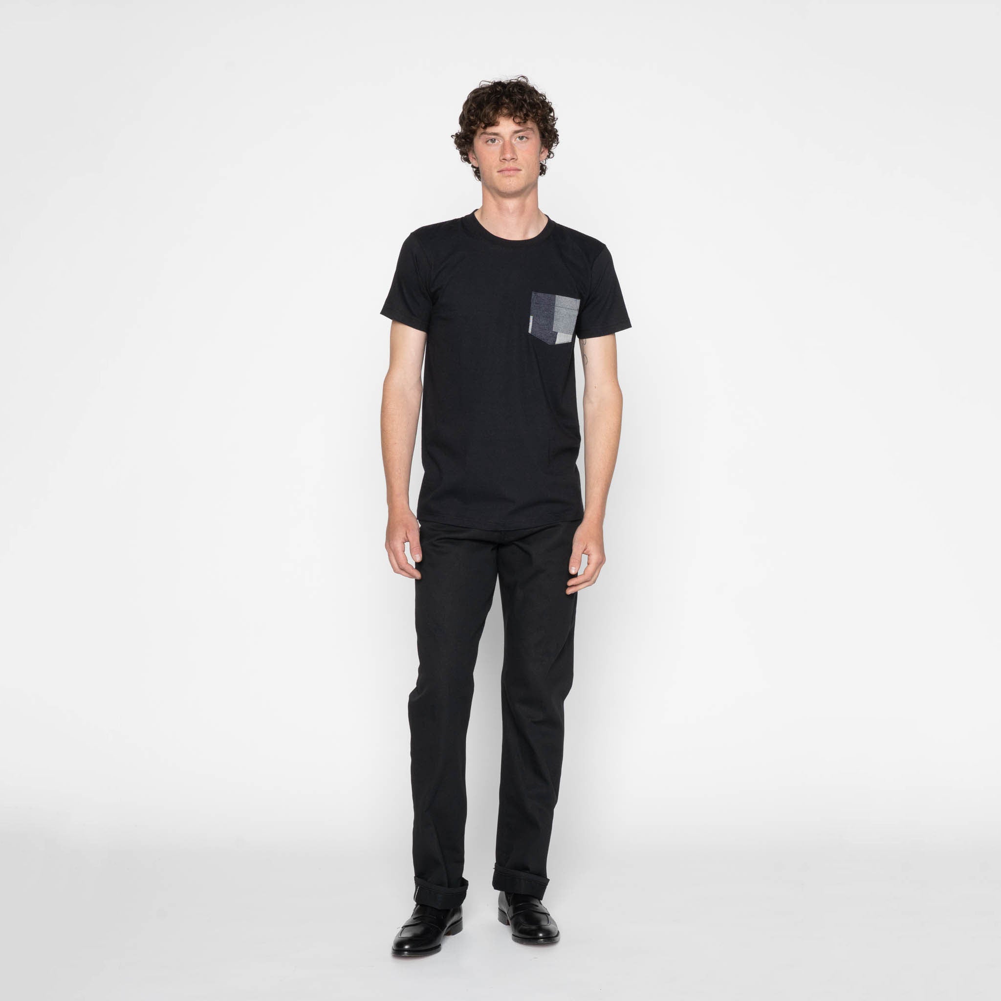 Pocket Tee - Black + Indigo Jacquard - Indigo by Naked & Famous Denim