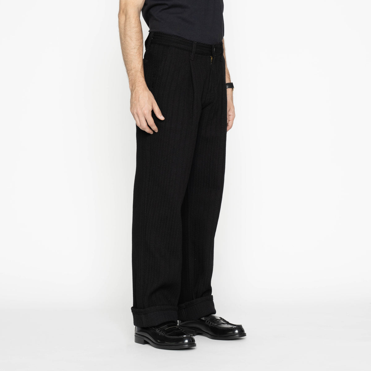 Pleated Trouser - Black Sugiaya by Naked & Famous Denim