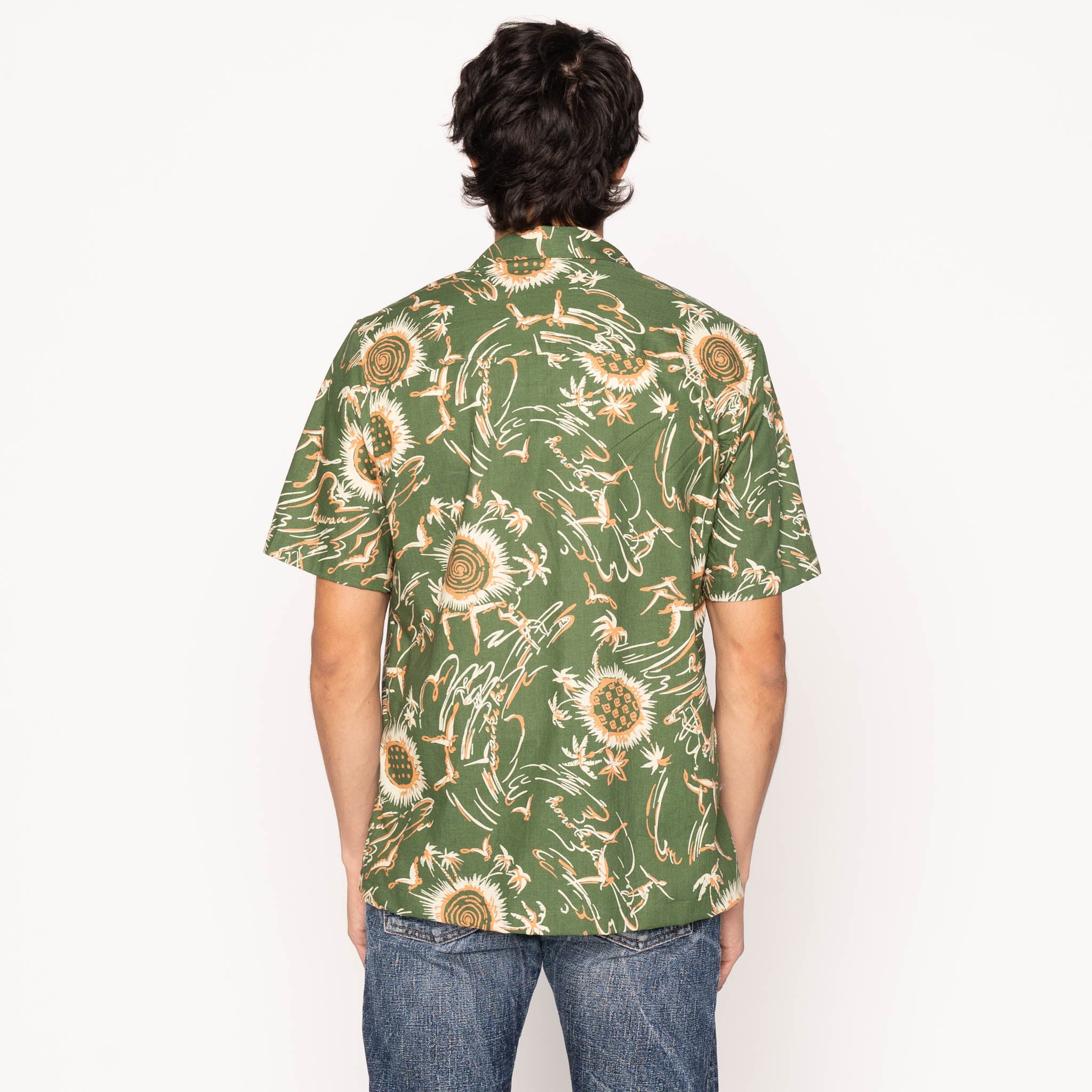 Aloha Shirt  -  Waikiki  Waves  -  Green
