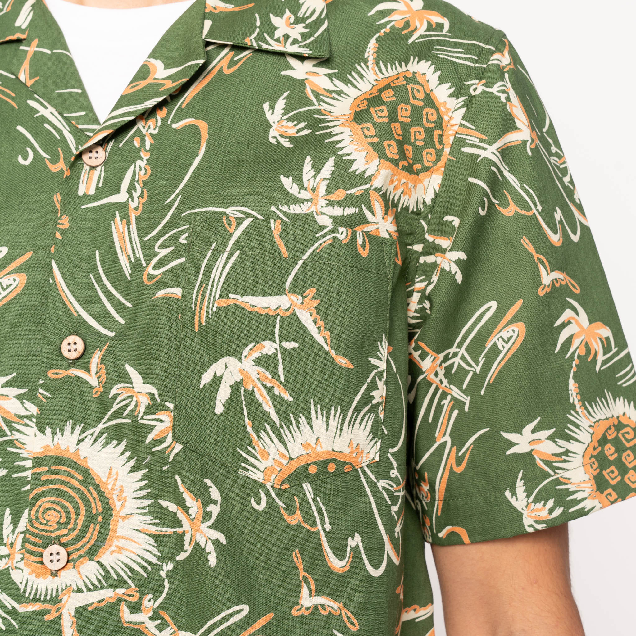 Aloha Shirt  -  Waikiki  Waves  -  Green