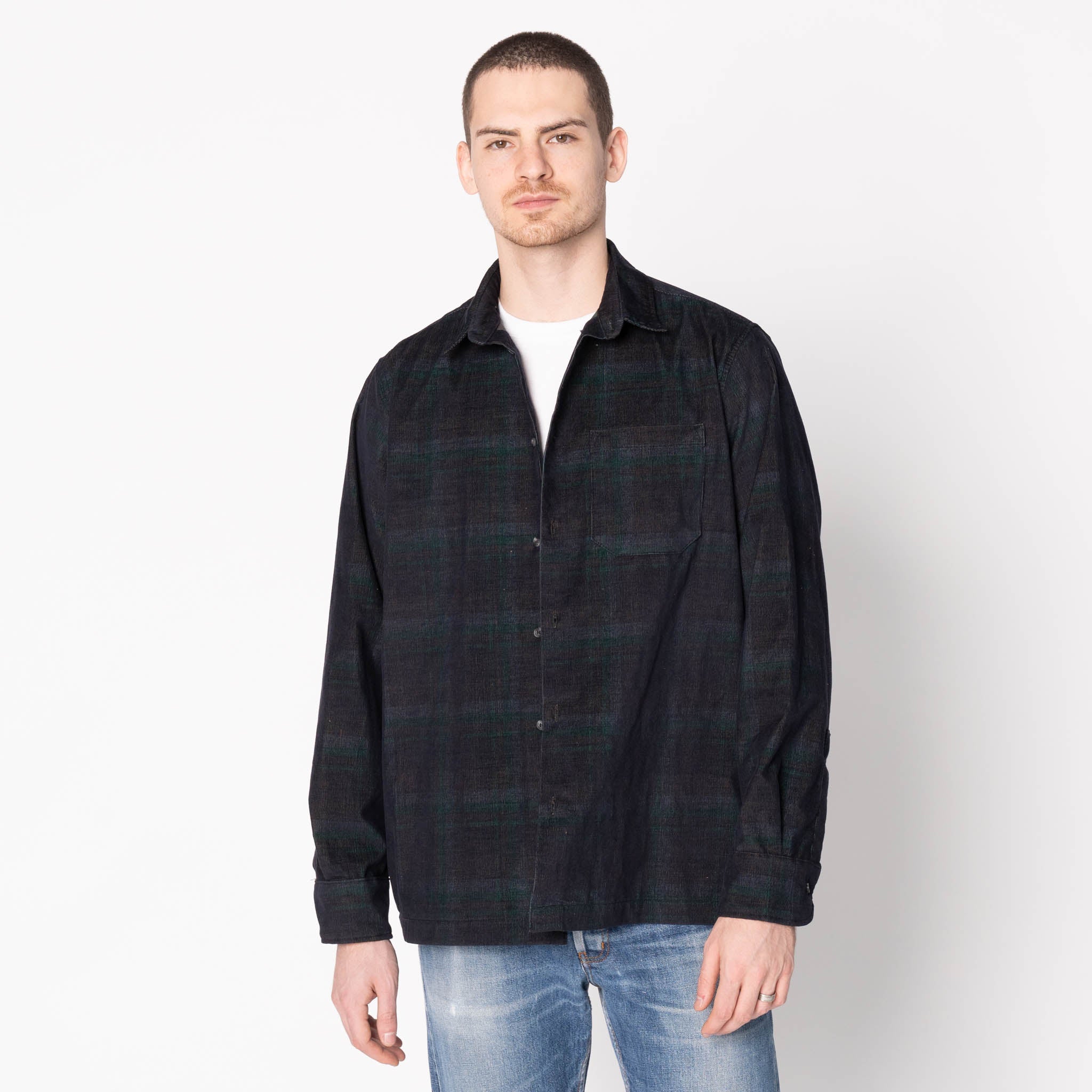 True Shirt - Corduroy Shirting (21W) - Navy / Green