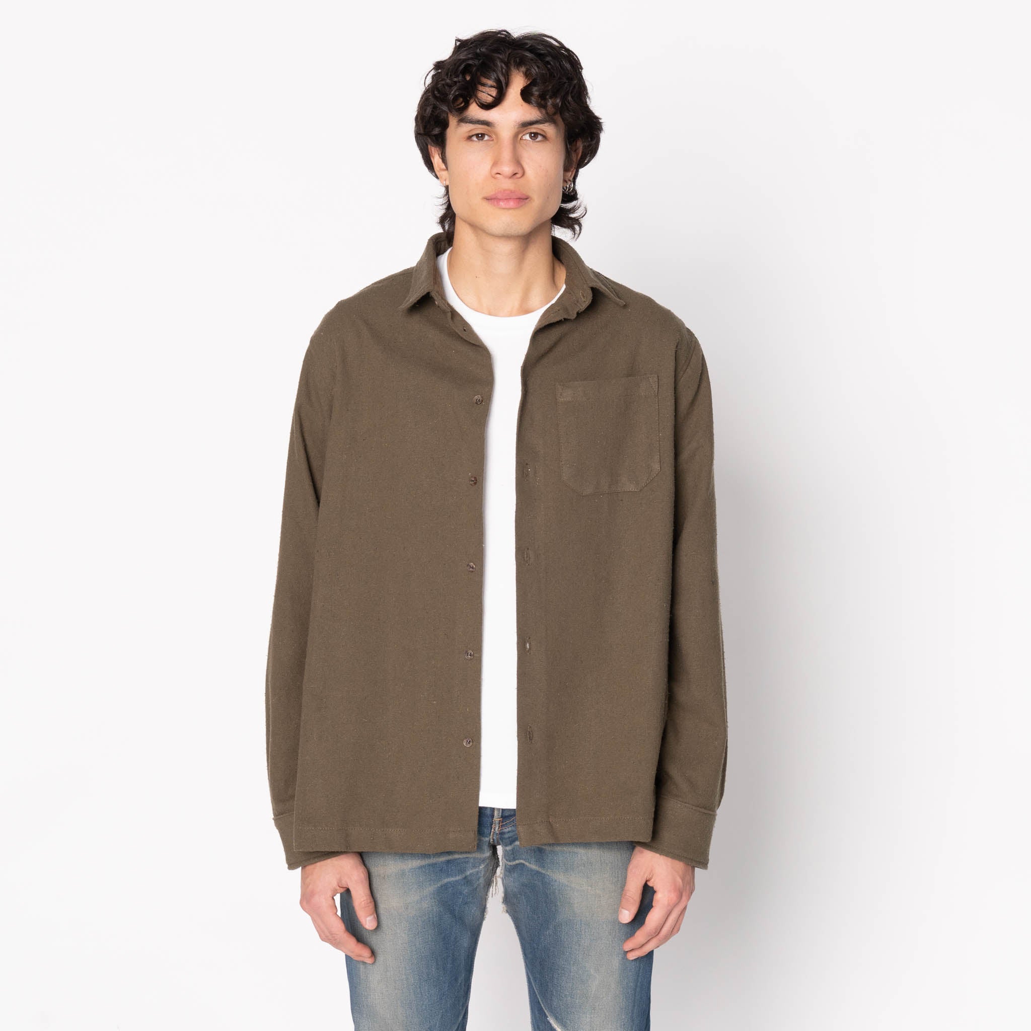 True Shirt - Silk Blend Twill - Green by Naked & Famous Denim