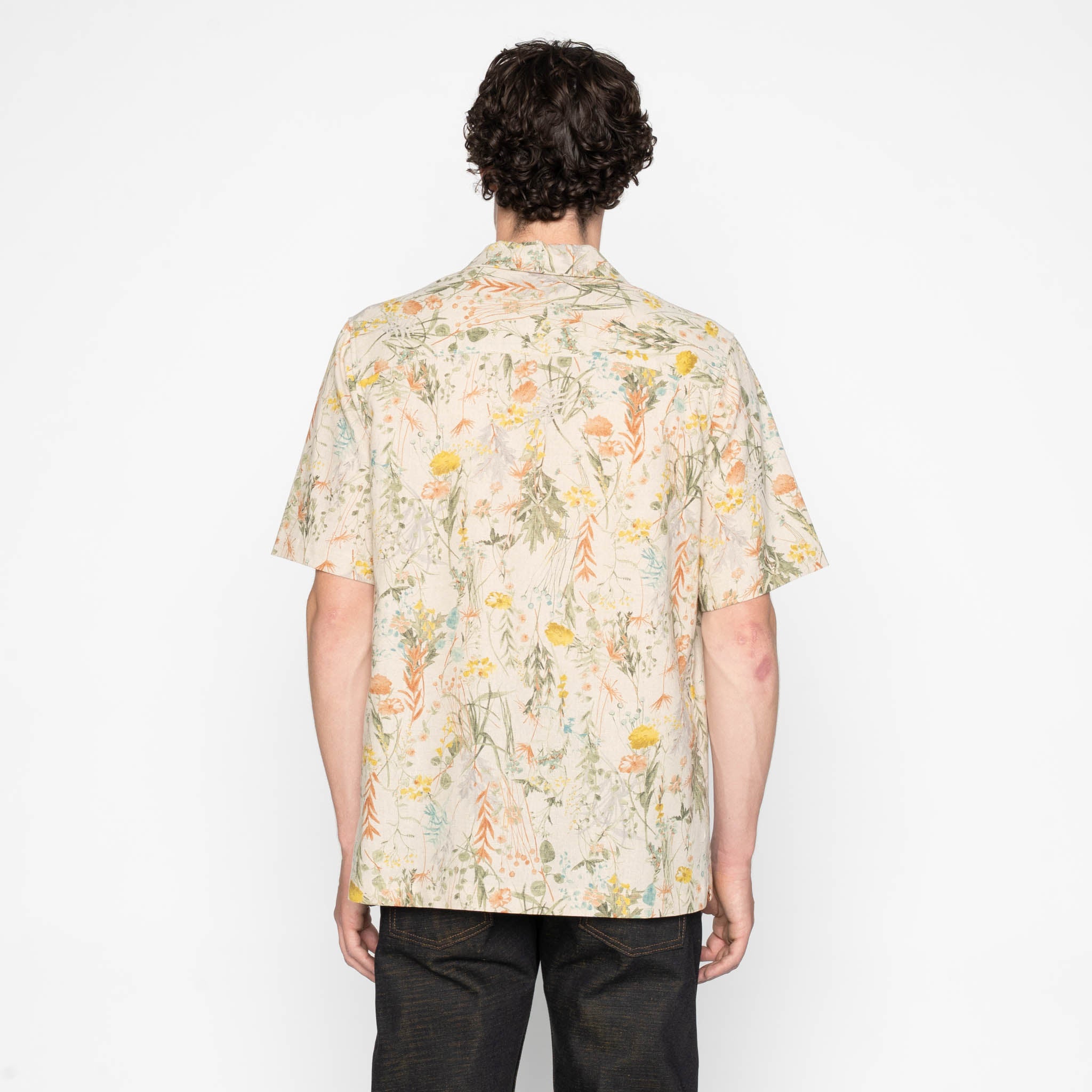 Aloha Shirt - Flowers Painting - Natural by Naked & Famous Denim
