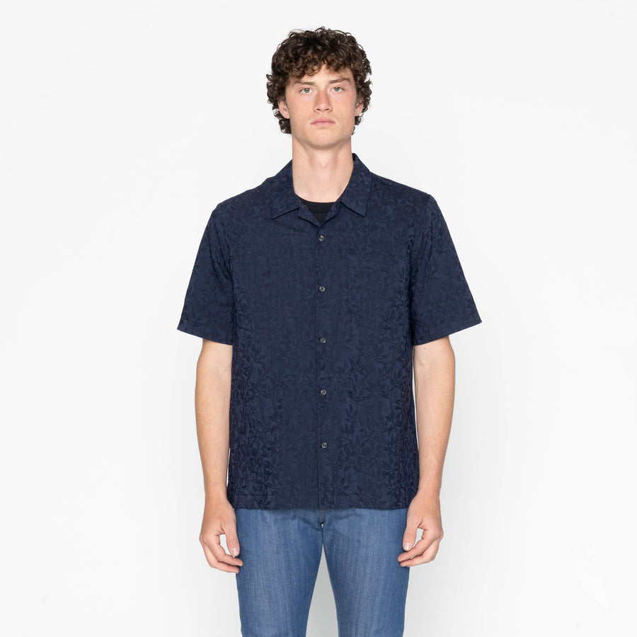 Aloha Shirt - Jungle Jacquard - Navy by Naked & Famous Denim