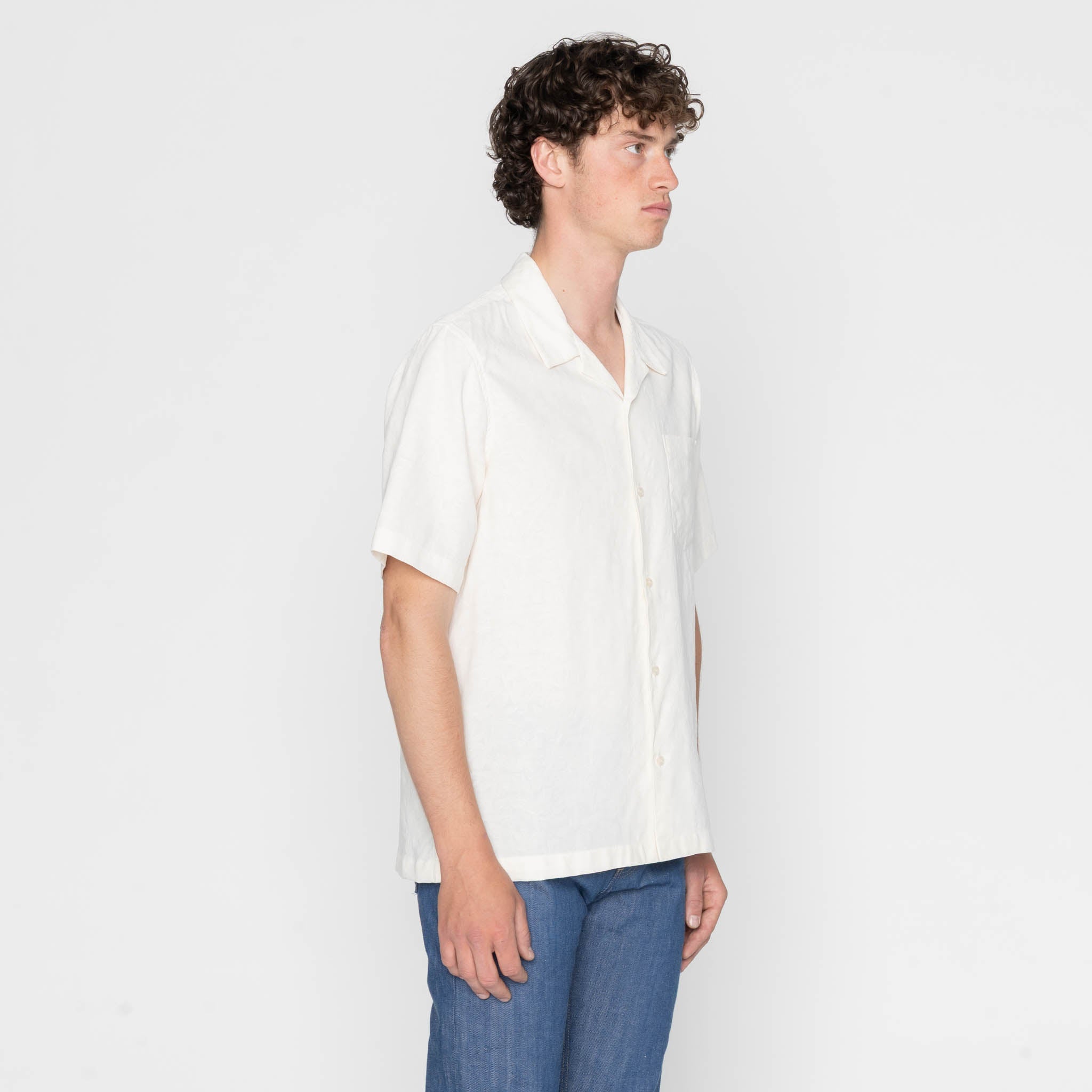 Aloha Shirt - Jungle Jacquard - White by Naked & Famous Denim