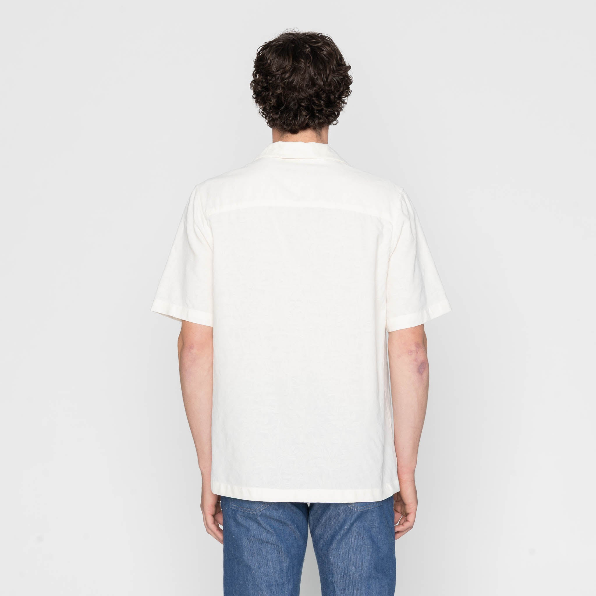 Aloha Shirt - Jungle Jacquard - White | Naked & Famous Denim