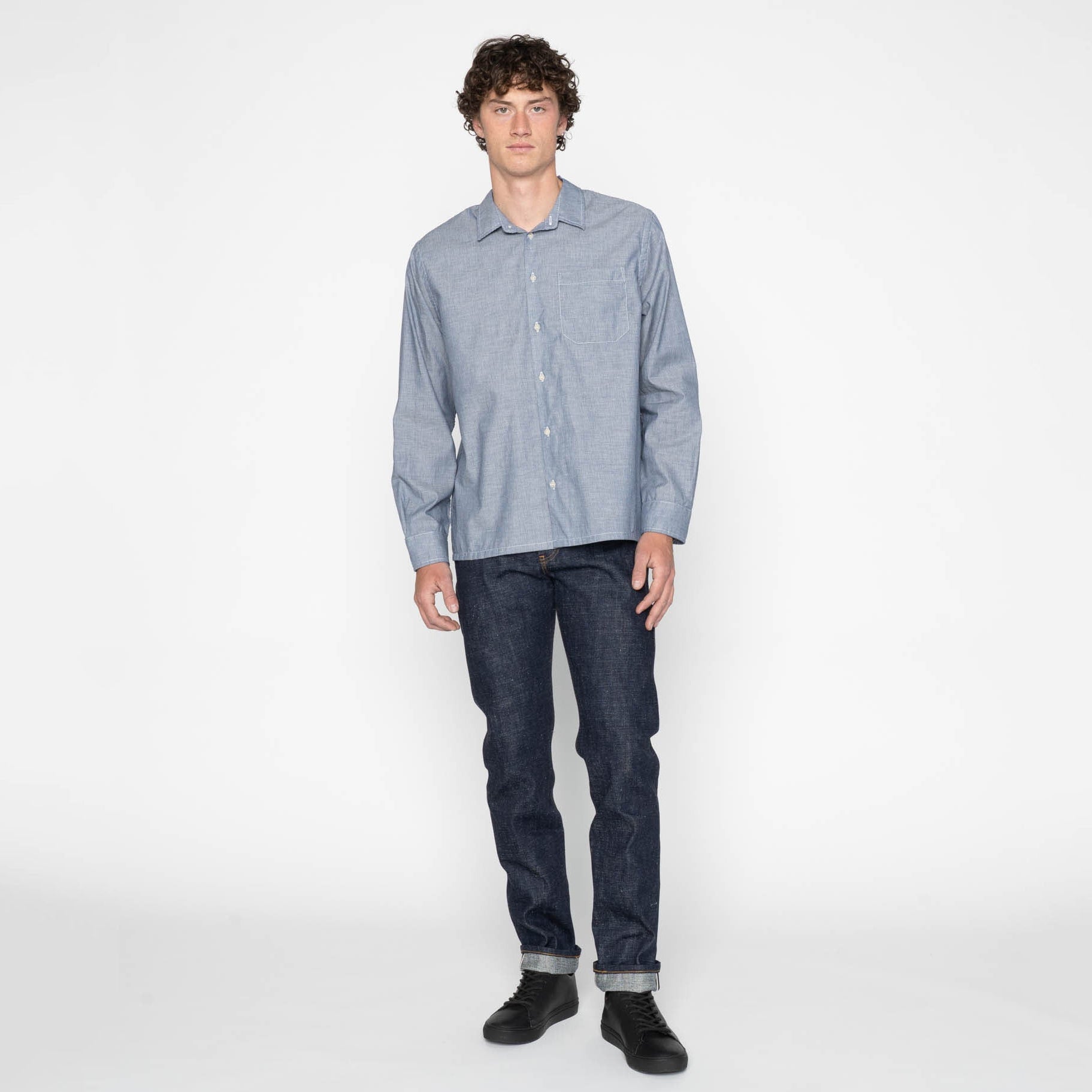 True Shirt - Indigo Stripe Selvedge - Indigo