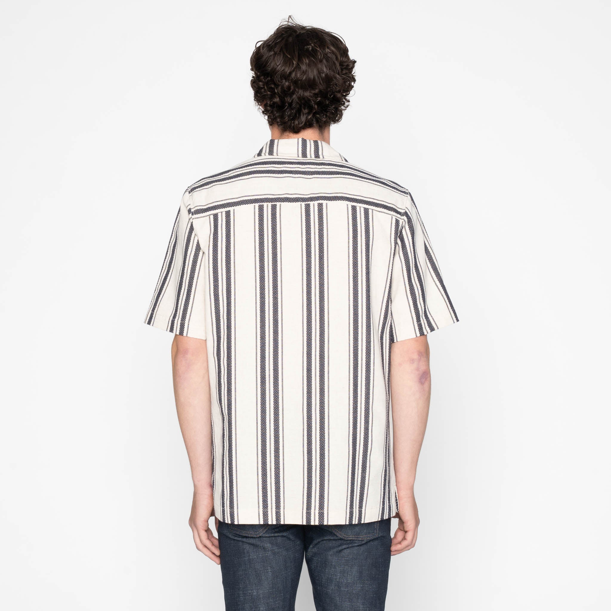 Aloha Shirt - Dobby Bands - Natural by Naked & Famous Denim
