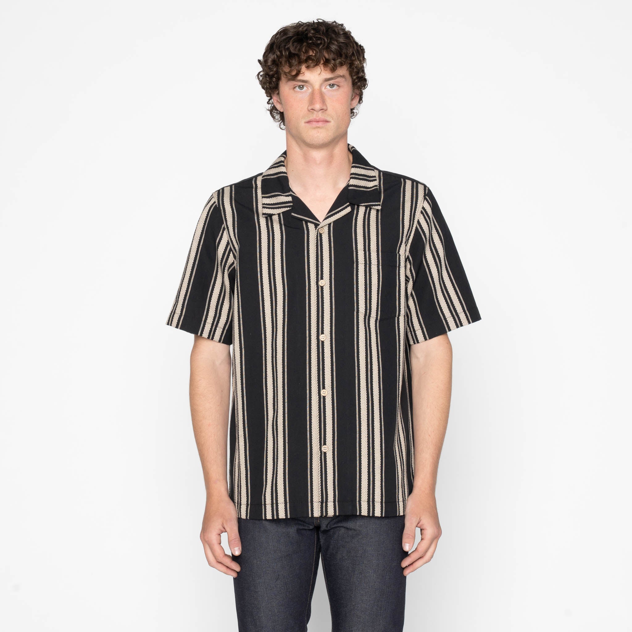Aloha Shirt - Dobby Bands - Black