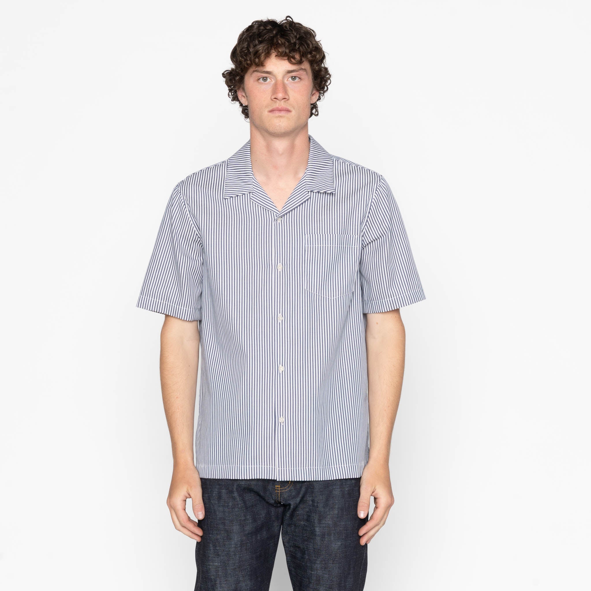 Aloha Shirt - Double Double Stripes - Blue by Naked & Famous Denim