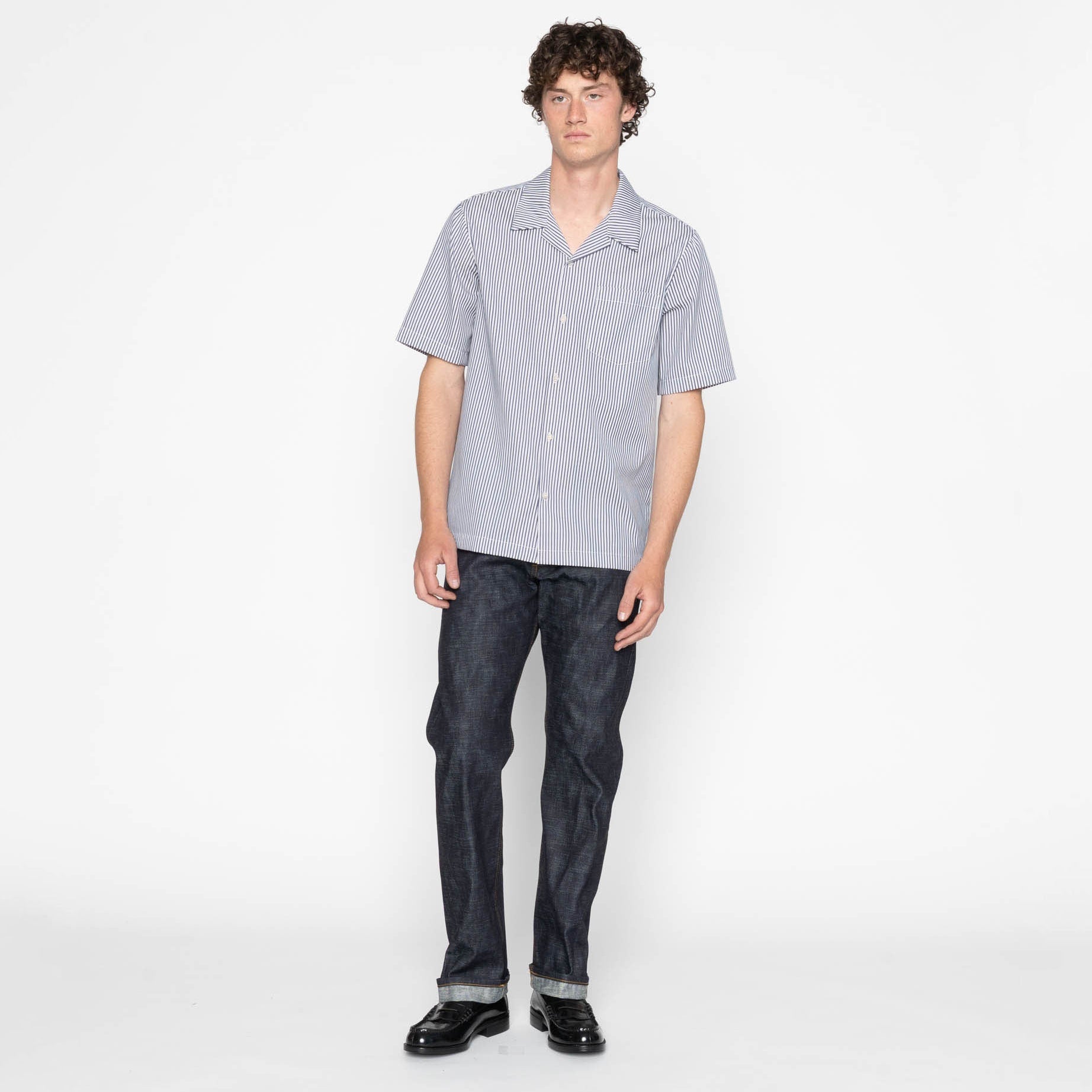 Aloha Shirt - Double Double Stripes - Blue by Naked & Famous Denim