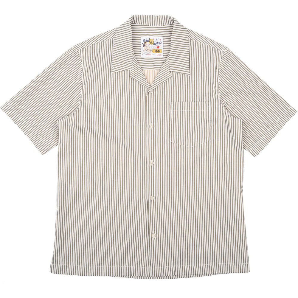 Aloha Shirt - Double Double Stripes - Green by Naked & Famous Denim