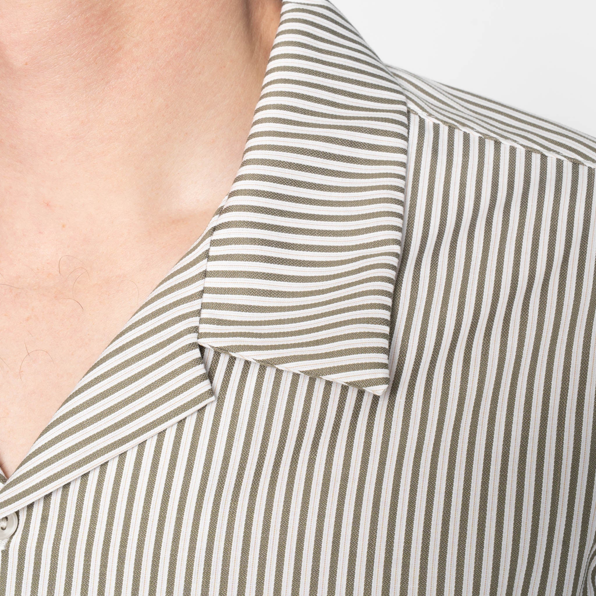 Aloha Shirt - Double Double Stripes - Green by Naked & Famous Denim