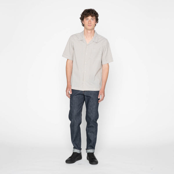Aloha Shirt - Double Double Stripes - Green by Naked & Famous Denim