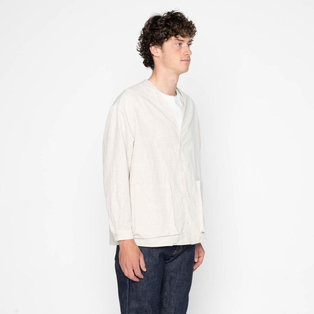 Wise Guy Jacket- Linen Blend Denim - Ecru by Naked & Famous Denim