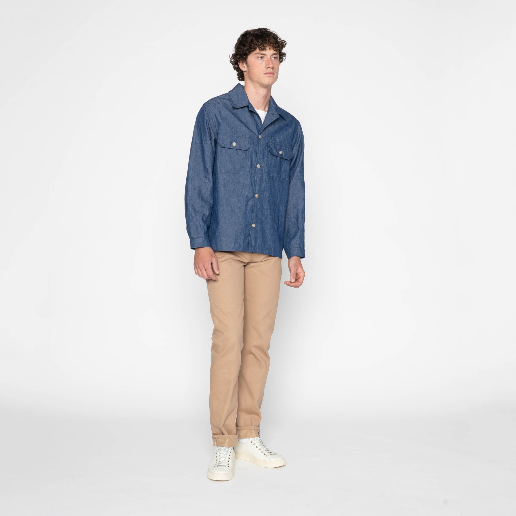 Work Shirt - Linen Blend Denim - Indigo by Naked & Famous Denim