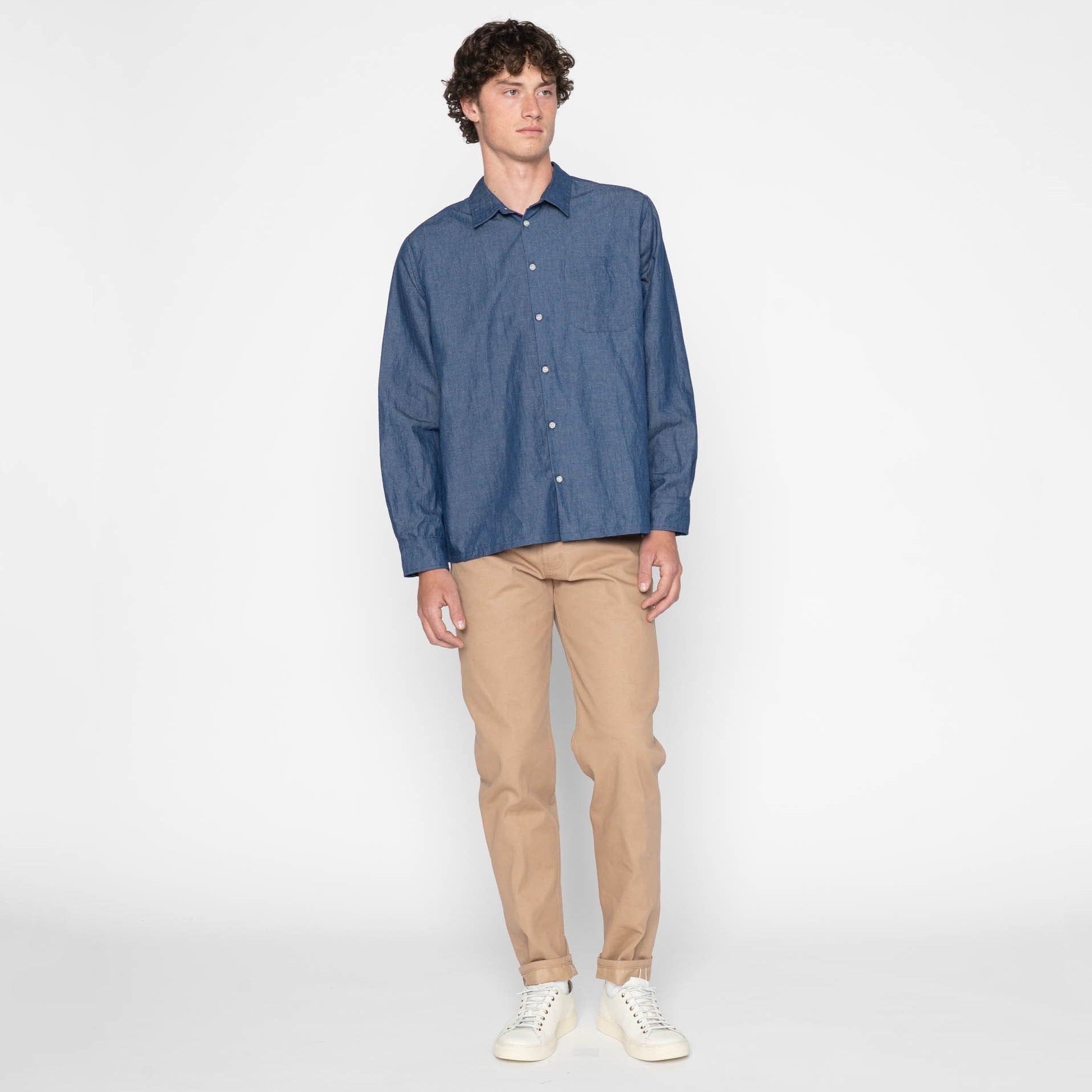 True Shirt - Linen Blend Denim - Indigo by Naked & Famous Denim