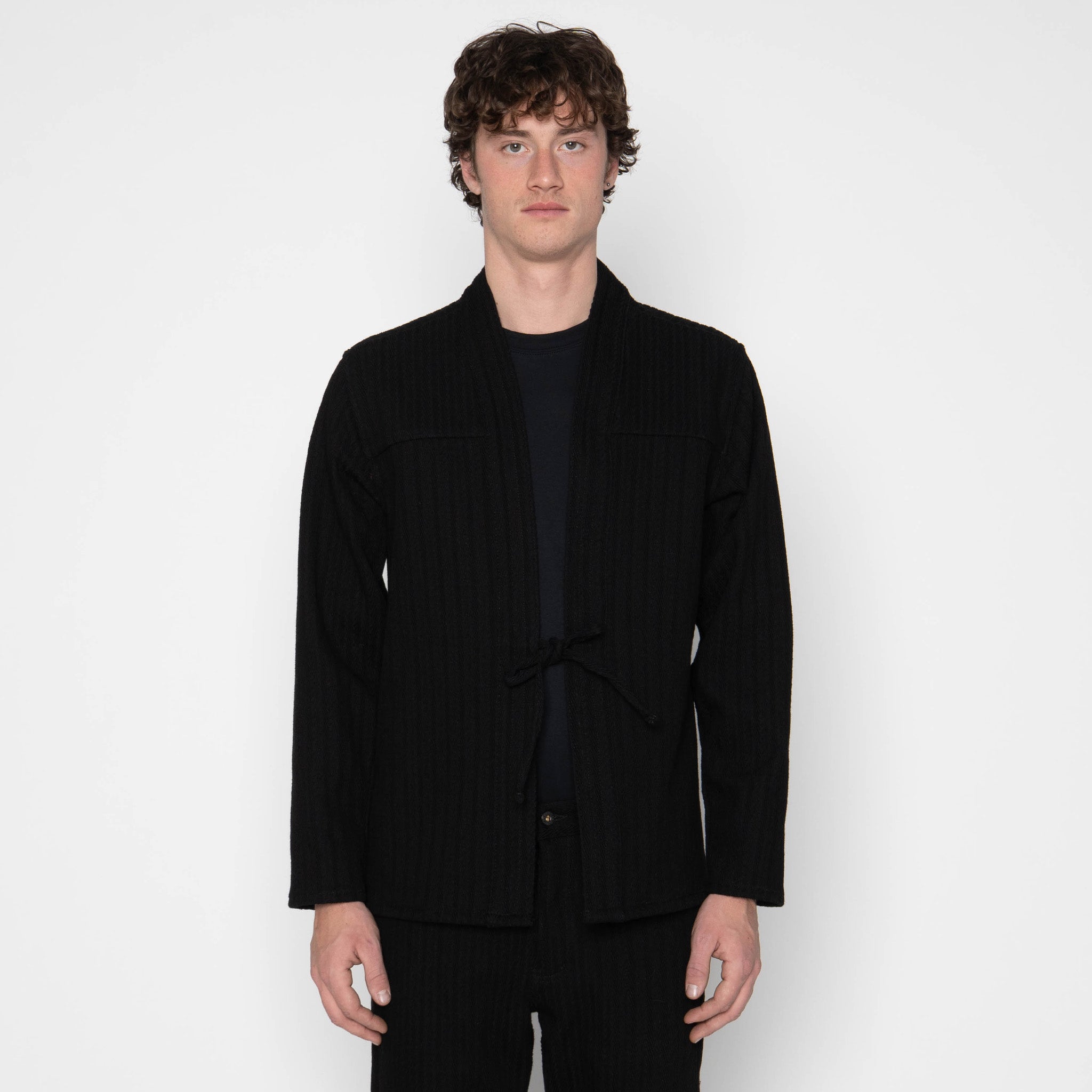 Kimono Shirt - Black Rinsed Oxford + Black Japanese Festival
