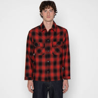 Work Shirt - Trippy Ombre Plaid - Red by Naked & Famous Denim