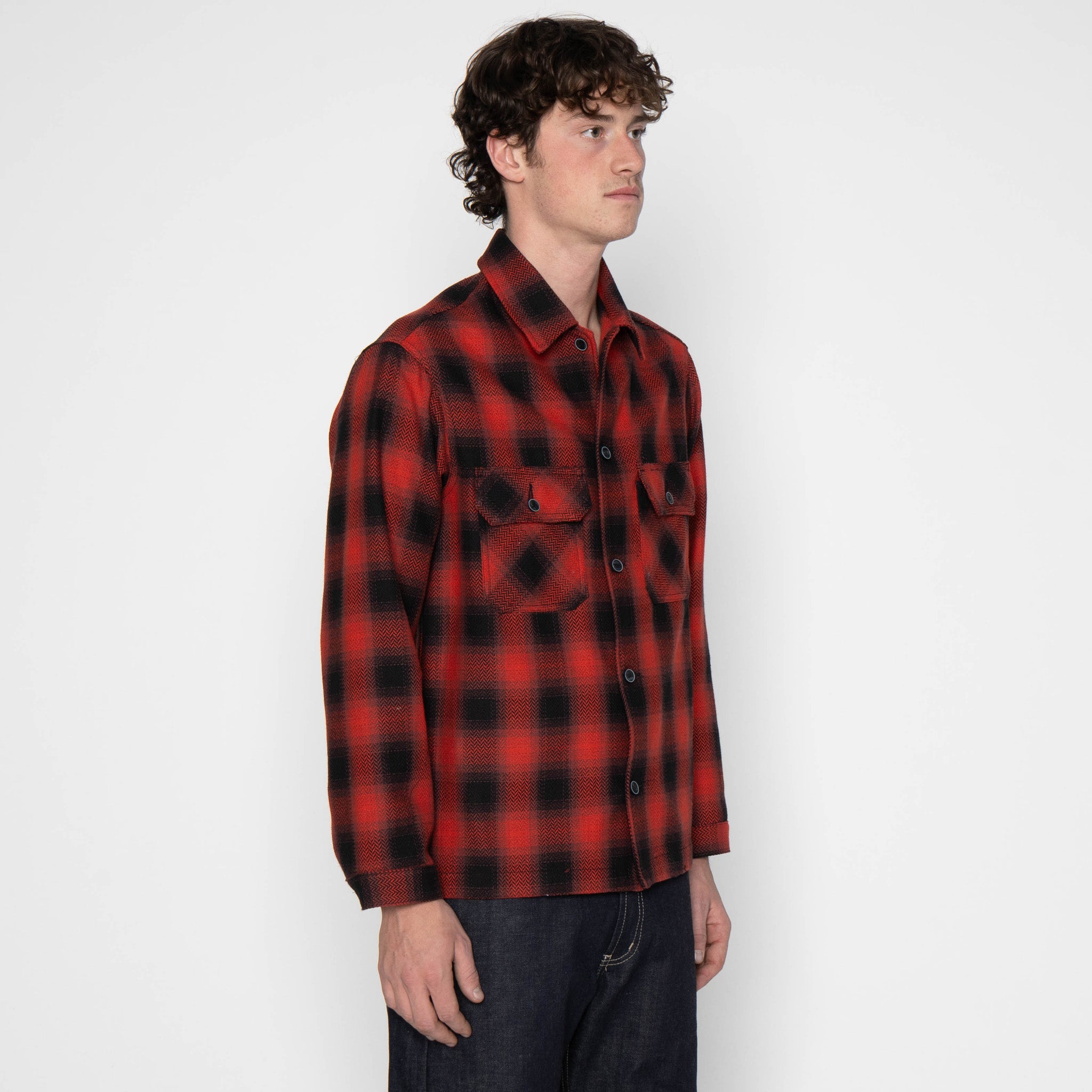 Work Shirt - Trippy Ombre Plaid - Red | Naked & Famous Denim