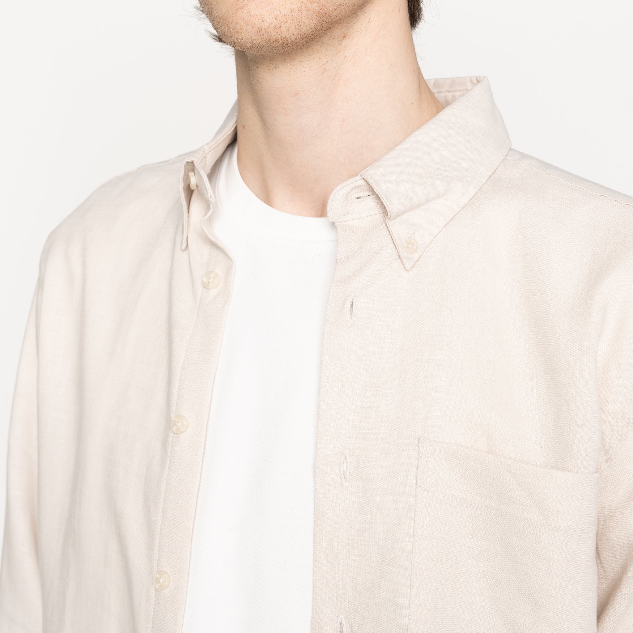 Easy Shirt - French Linen Fine Canvas - Ecru by Naked & Famous Denim