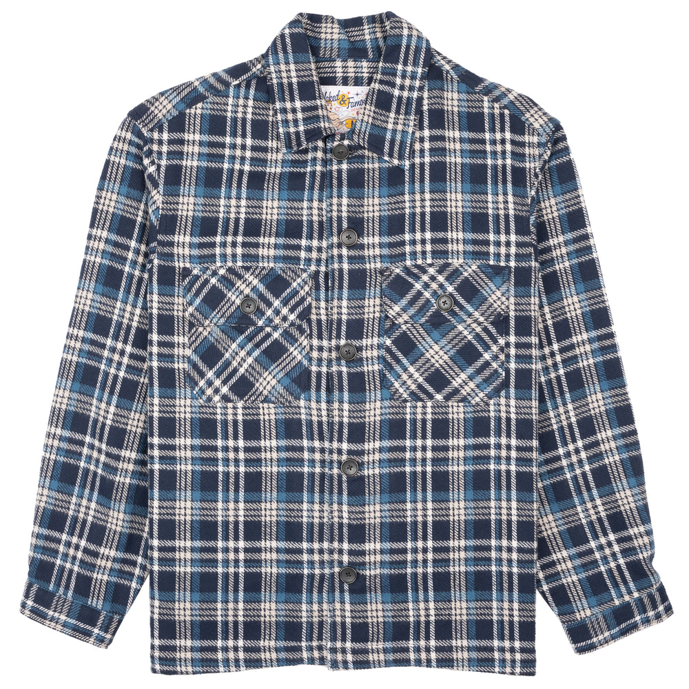 Over Shirt - Triple Yarn Twill Check Brush - Navy by Naked & Famous Denim