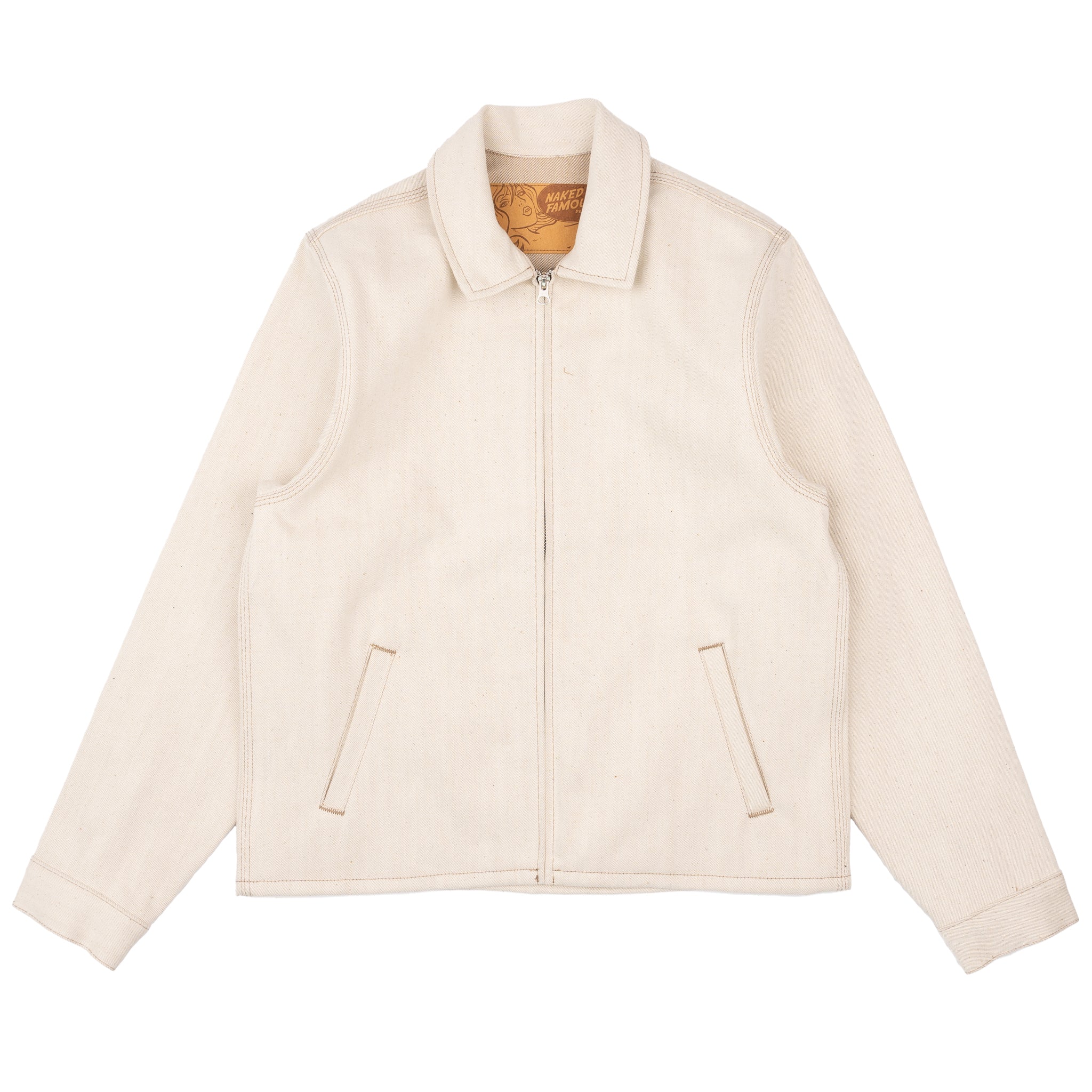 Zip Jacket - All Natural Ecru Foxfibre® Selvedge