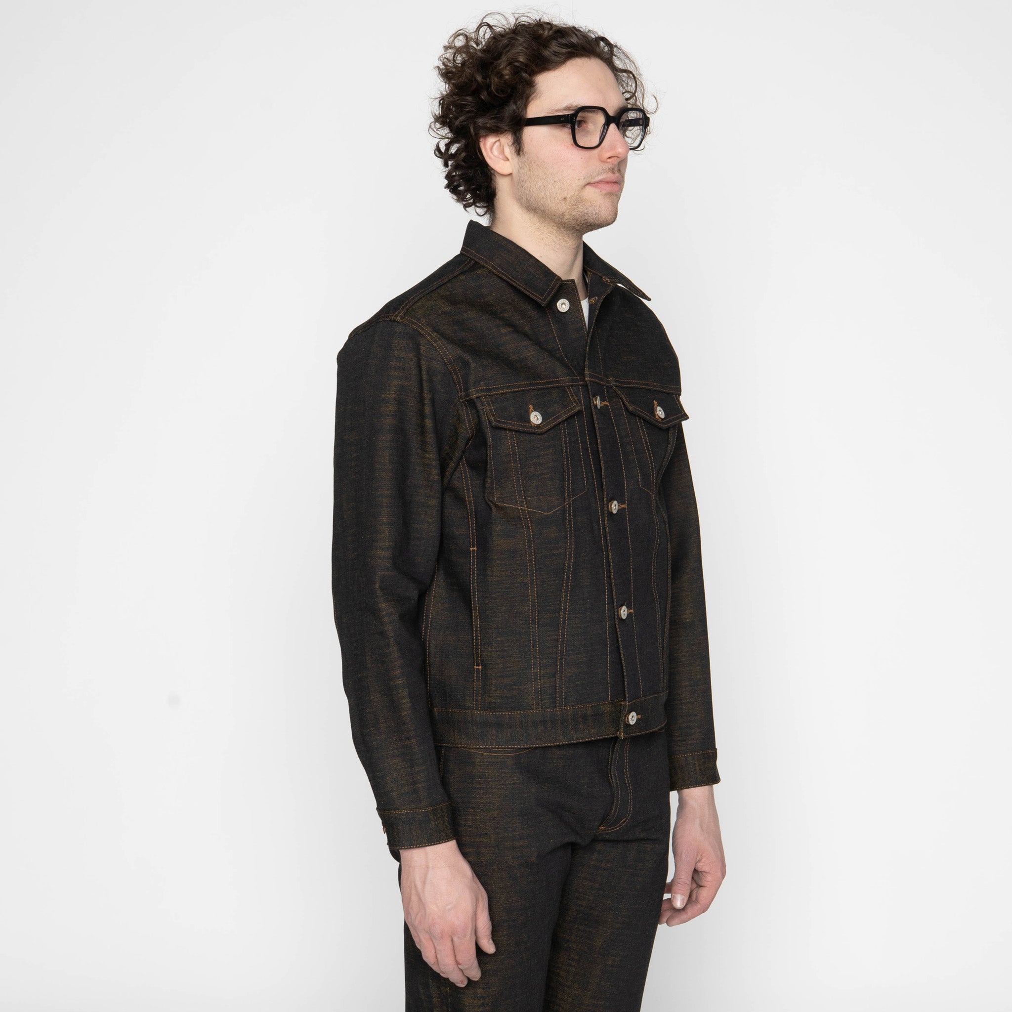 Naked & Famous ブラックデニムジャケット Denim Jacket - Citrus Kasuri Selvedge