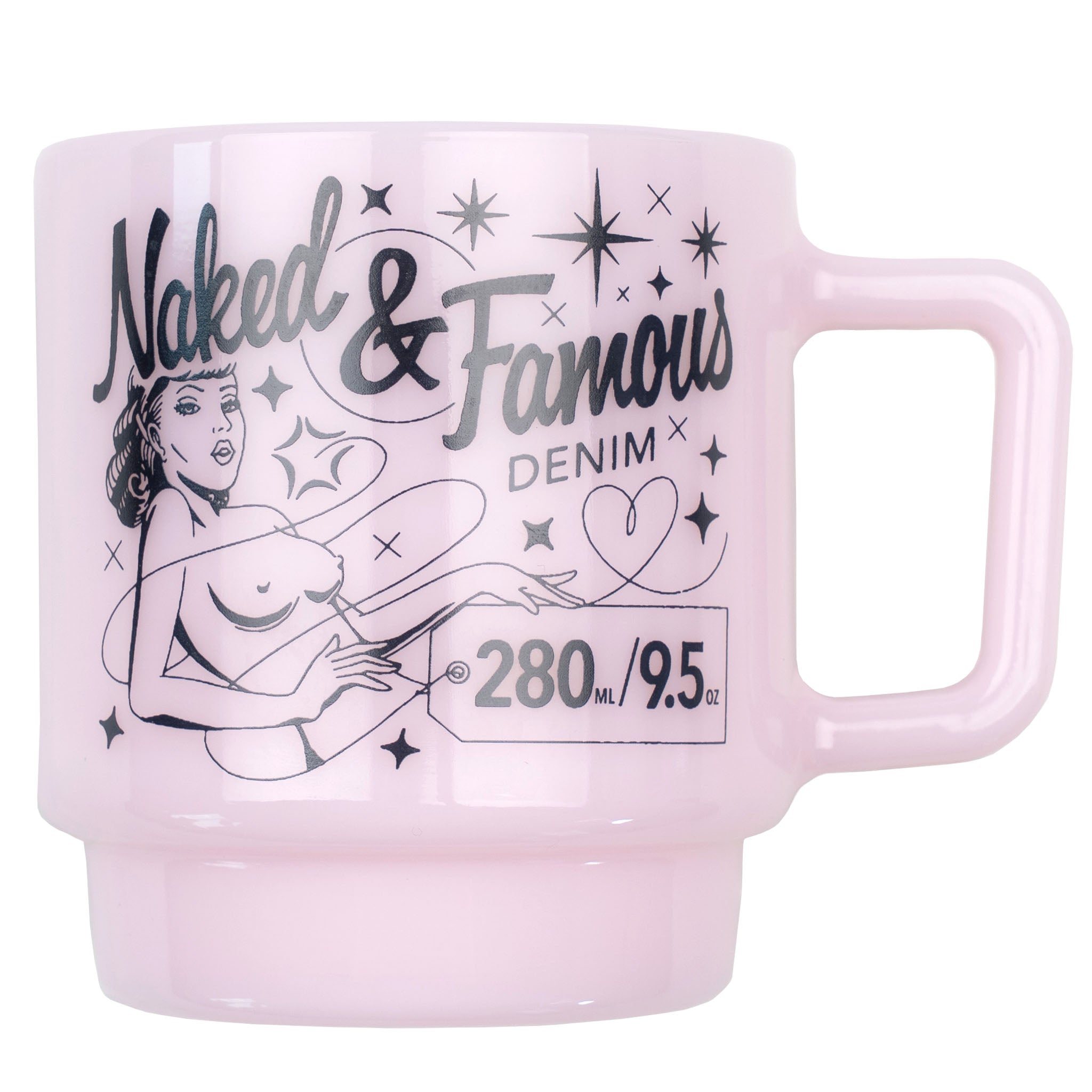 Milk Glass Stackable Mug - Pink Sakura | Naked & Famous Denim