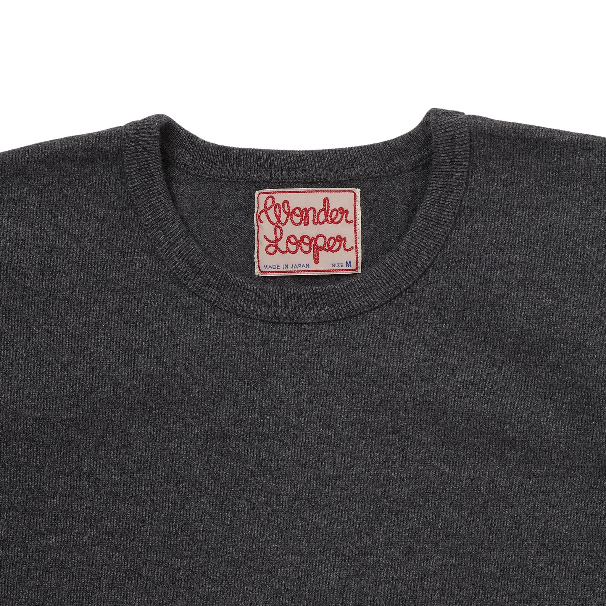 Crewneck T-shirt - Double Heavyweight - Charcoal | Wonder Looper