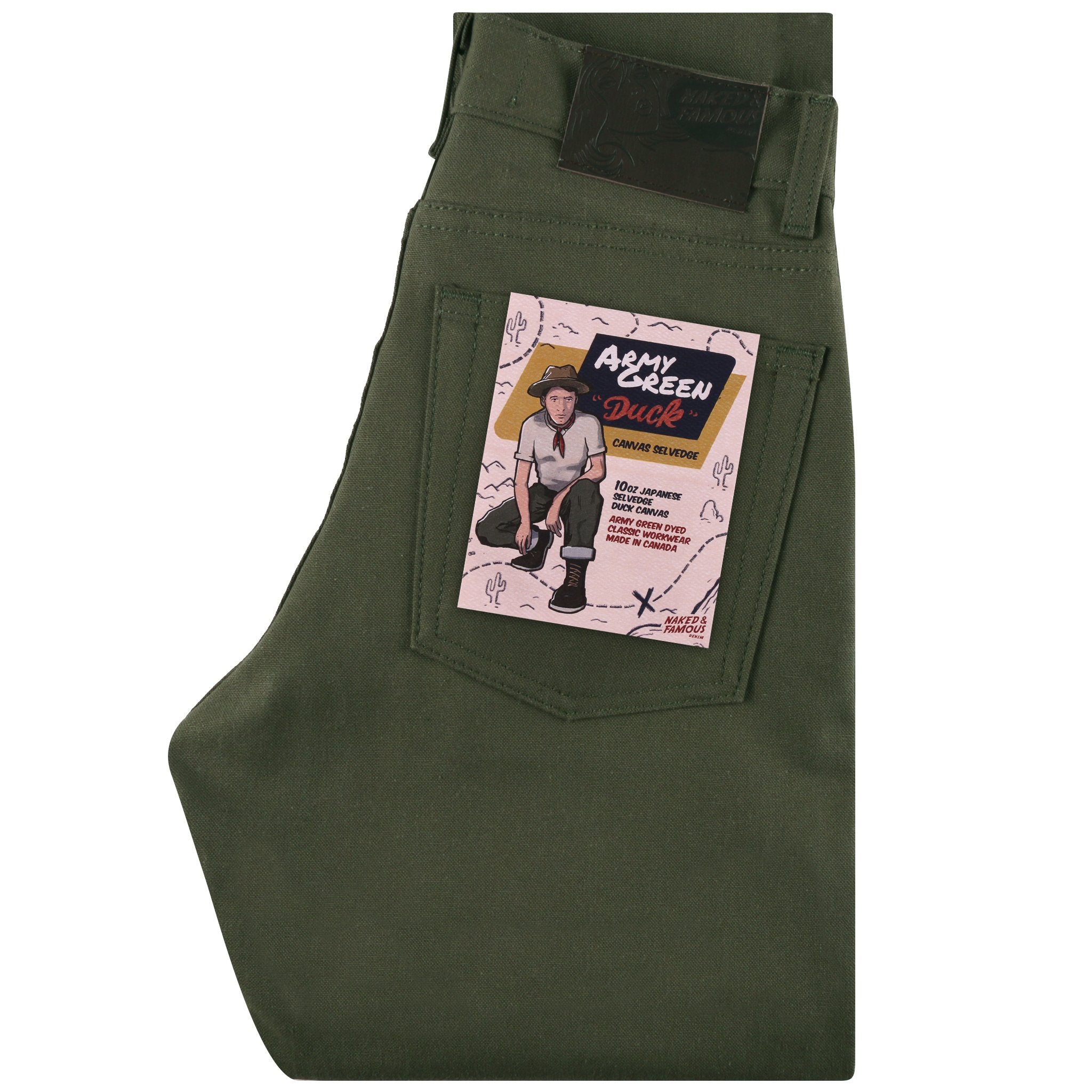 Women's - Max - Army Green Duck Selvedge | Naked & Famous Denim