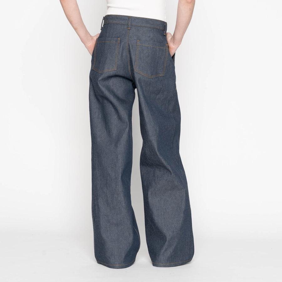 Wide Leg Trouser  - Natural Indigo - Indigo by Naked & Famous Denim